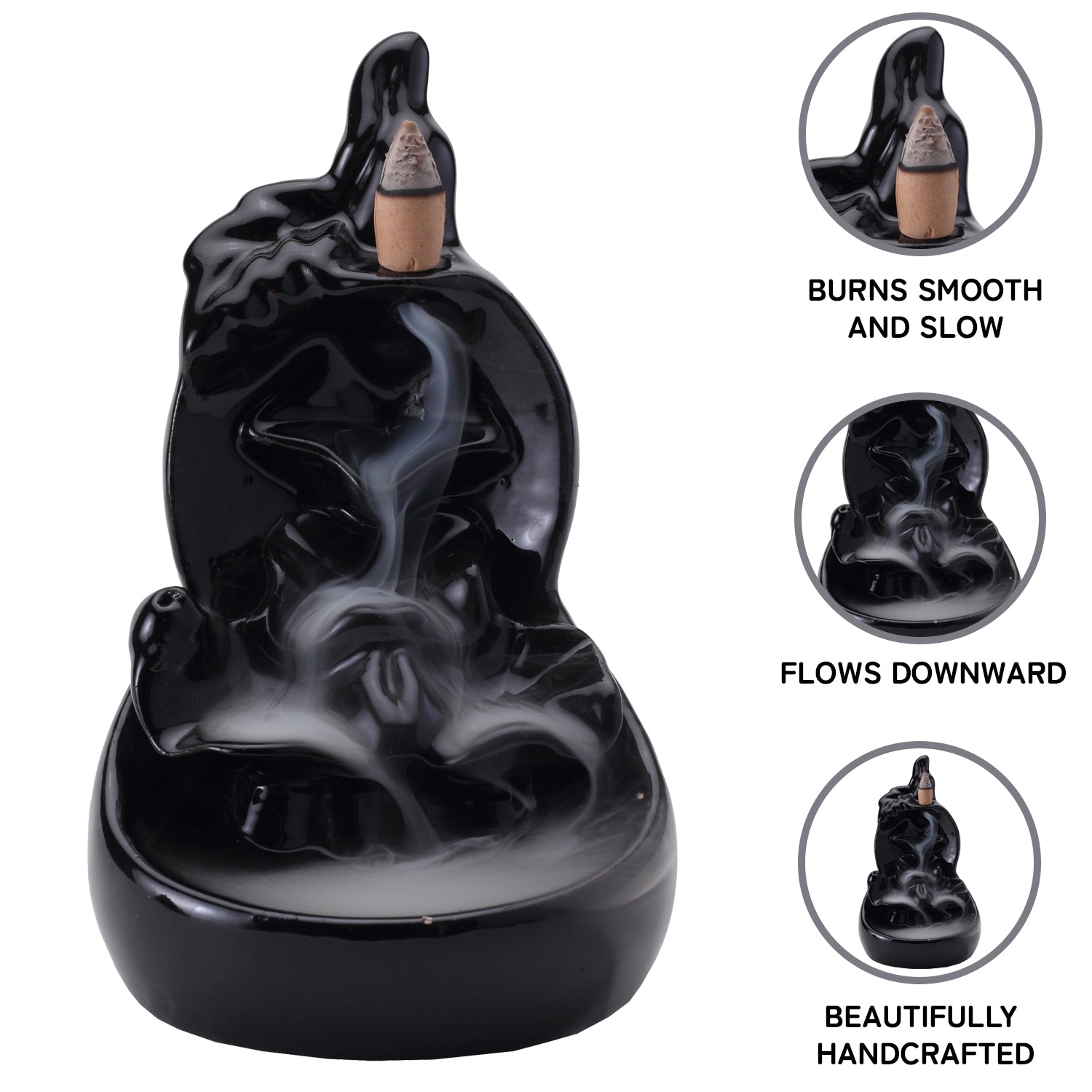 Lily Smoke Fountain Back Flow Incense Burner With 20 Incense Cones