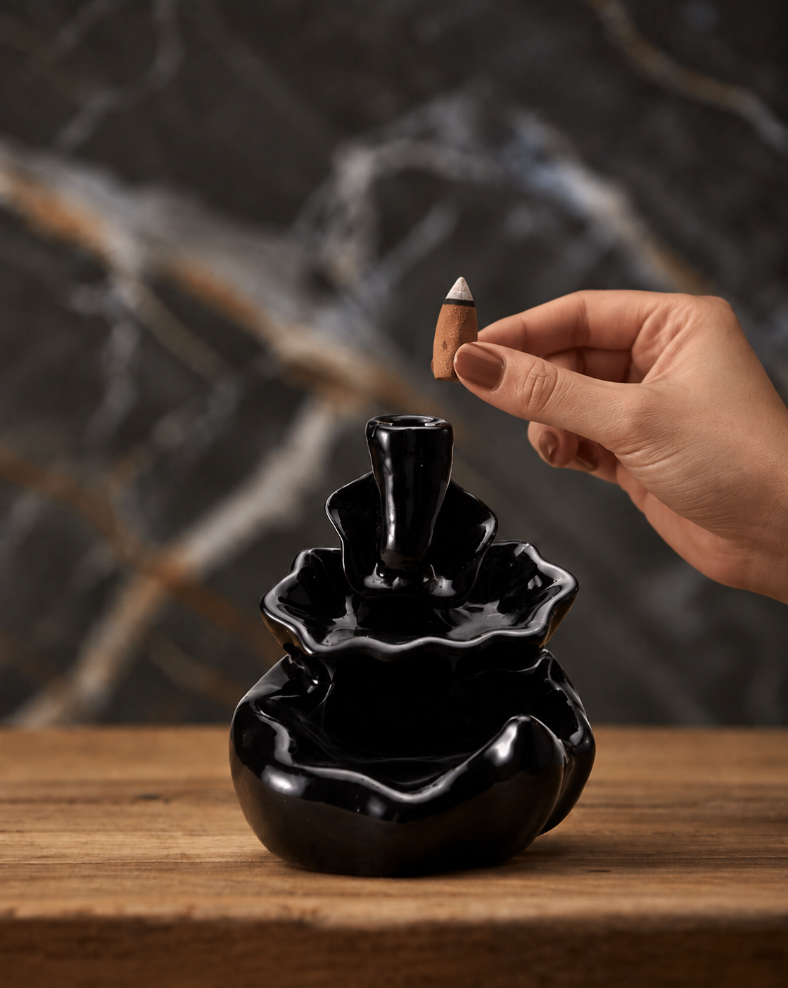 Waterfall Smoke Fountain Back Flow Incense Burner With 20 Incense Cones Bodhi House