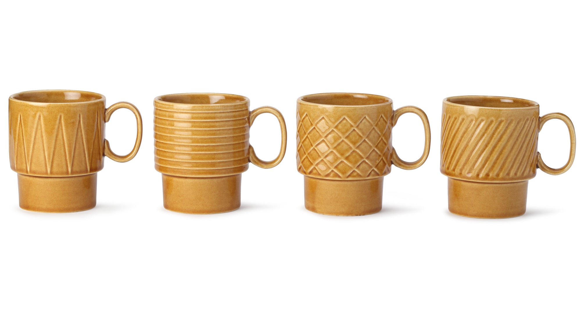 Golden Brown Ceramic Cups Set of 4 Pieces (150 ml)