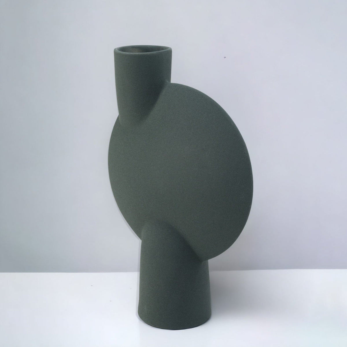 Bodhi House Ceramic Handcrafted Modern Abstract Bubl Minimalist Aesthetic Flower Vase for Home Decor and Gifting Vases | Matte Finish | Decorative Flower Vase for Living Room - Bottle Green | Set of 2 Bodhi House