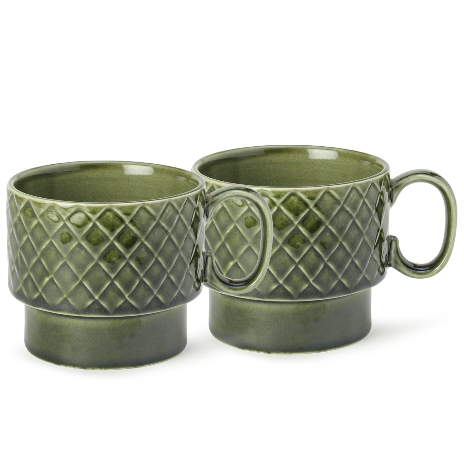 Moss Green Ceramic Cups Set of 2 Pieces (500 ml)