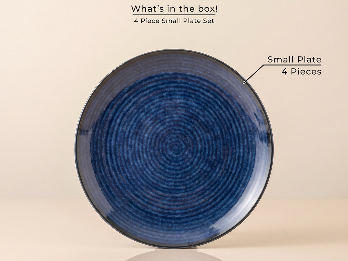 Reactive Blue Quarter Plates | 4 pcs