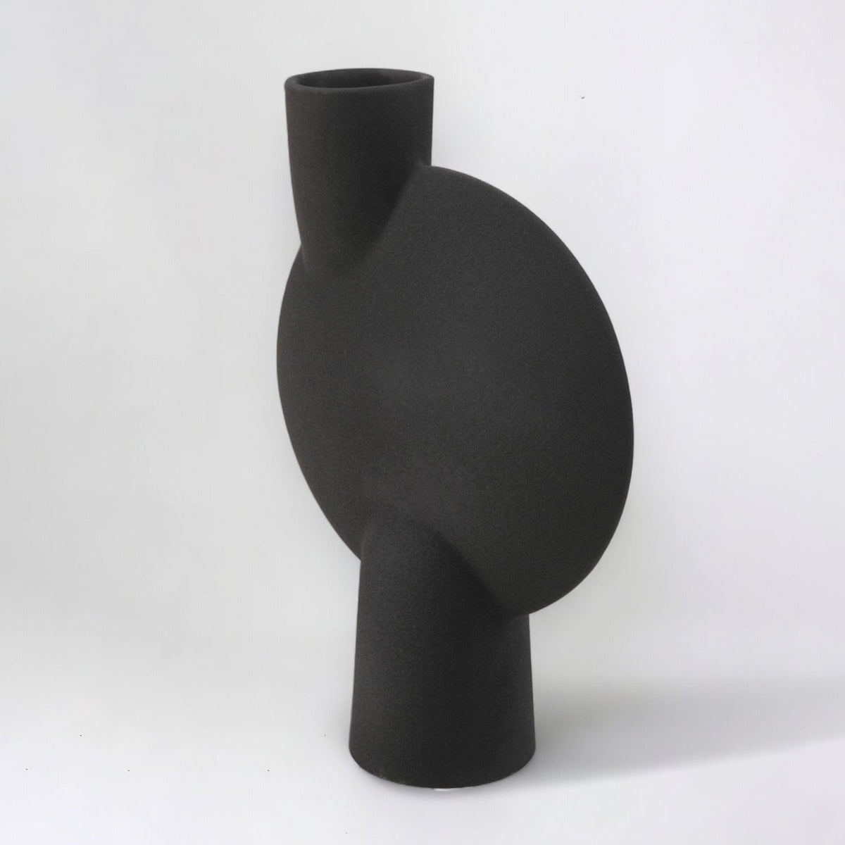 Bodhi House Ceramic Handcrafted Modern Abstract Bubl Minimalist Aesthetic Flower Vase for Home Decor and Gifting Vases | Matte Finish | Decorative Flower Vase for Living Room - Charcoal Black | Set of 2 Bodhi House
