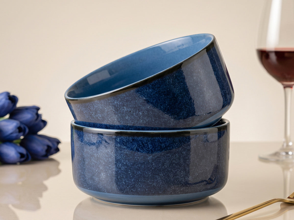 Reactive Blue Serving Bowls | 2 pcs