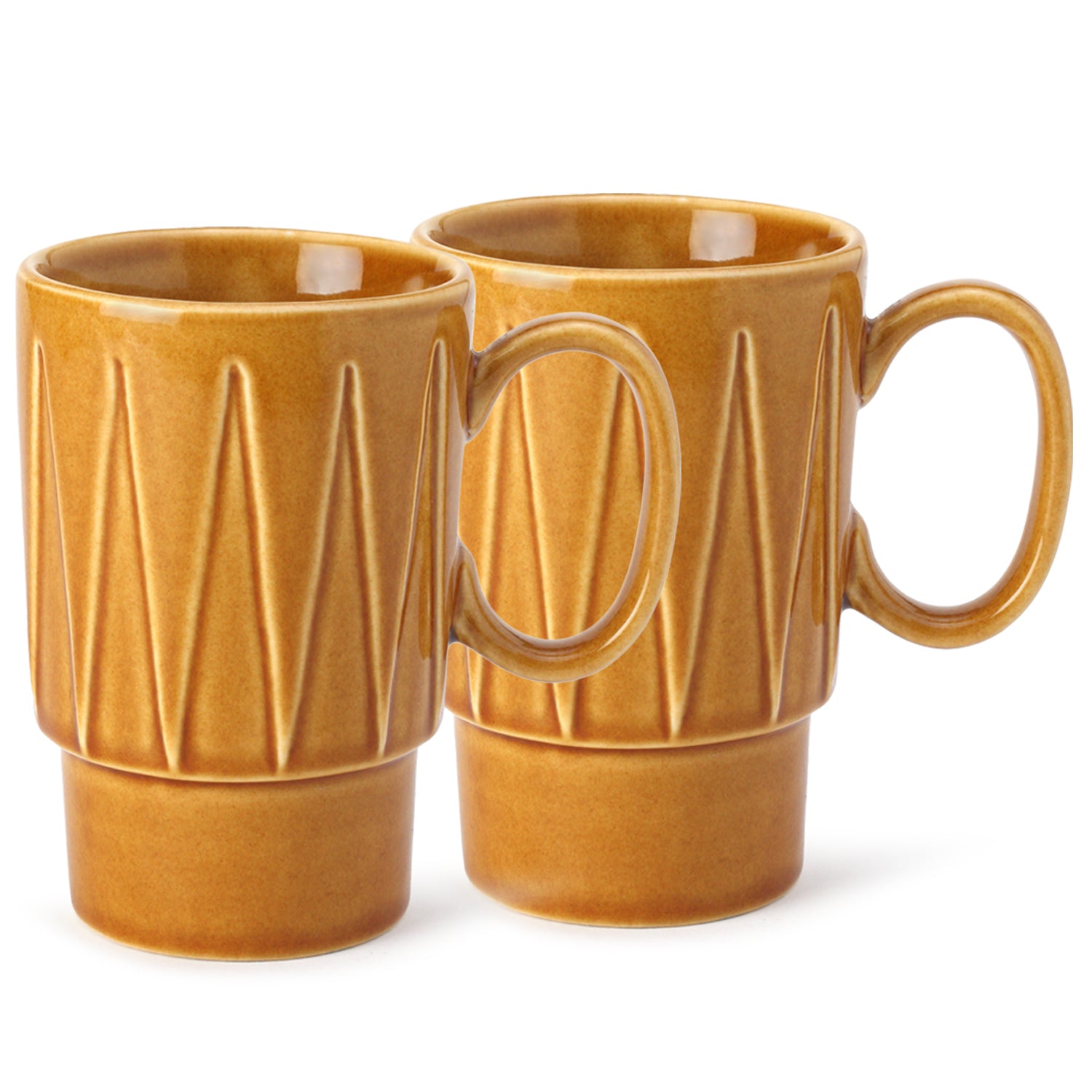 Golden Brown Ceramic Cups Set of 2 Pieces (350 ml)