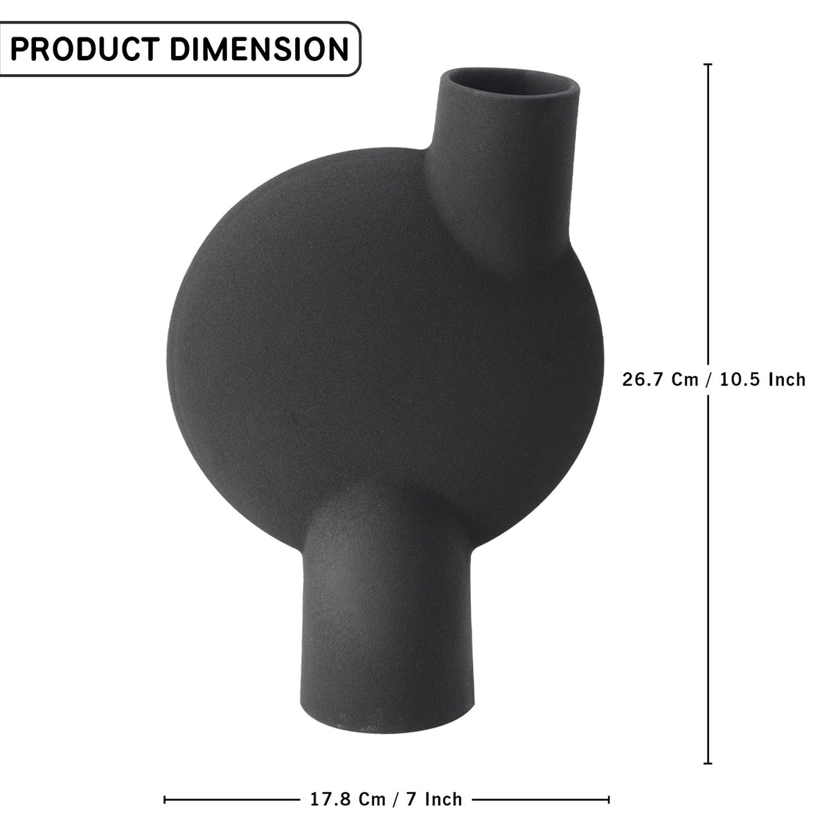 Bodhi House Ceramic Handcrafted Modern Abstract Bubl Minimalist Aesthetic Flower Vase for Home Decor and Gifting Vases | Matte Finish | Decorative Flower Vase for Living Room - Charcoal Black Bodhi House