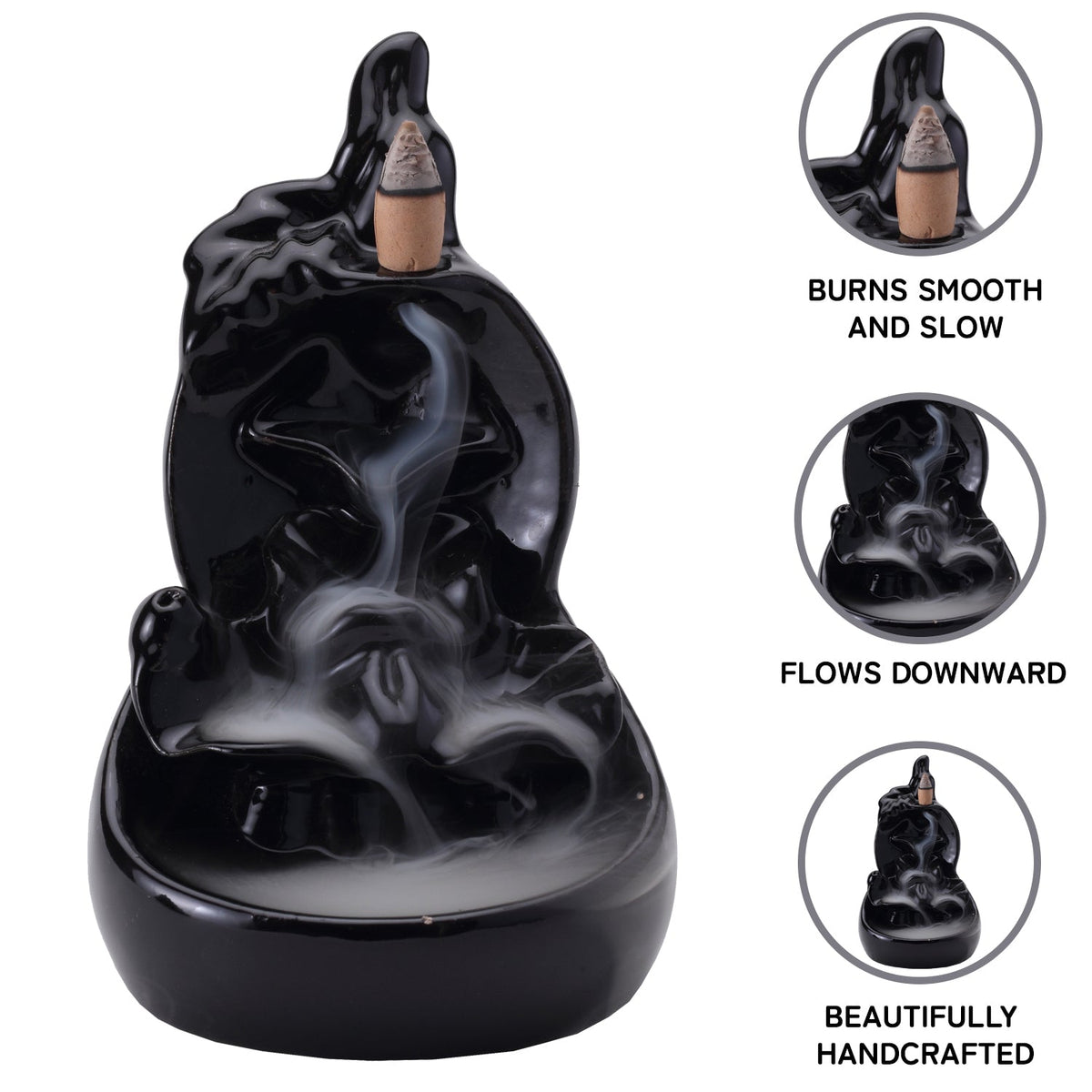 Lily Smoke Fountain Back Flow Incense Burner With 20 Incense Cones Bodhi House