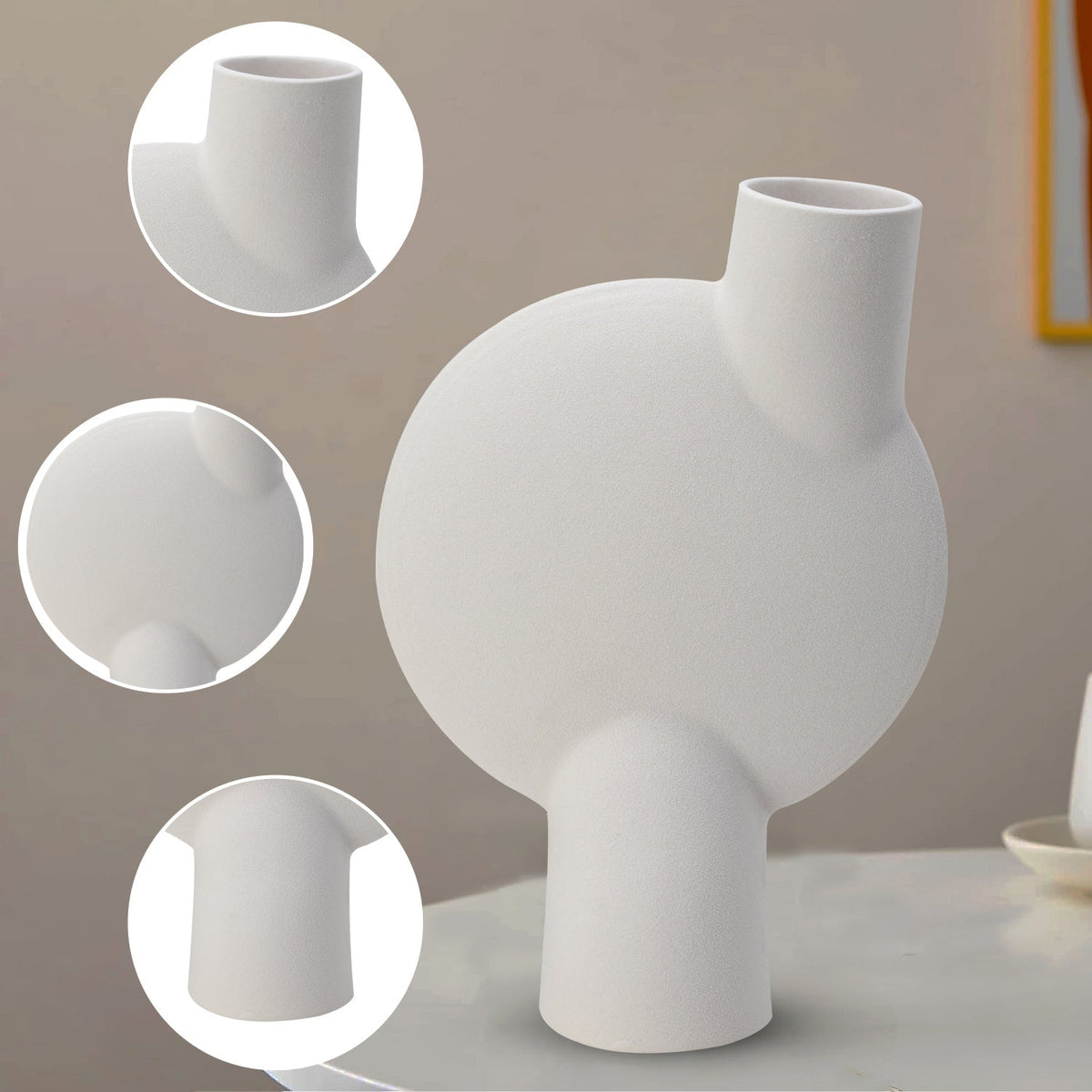 Bodhi House Ceramic Handcrafted Modern Abstract Bubl Minimalist Aesthetic Flower Vase for Home Decor and Gifting Vases | Matte Finish | Decorative Flower Vase for Living Room - White Bodhi House