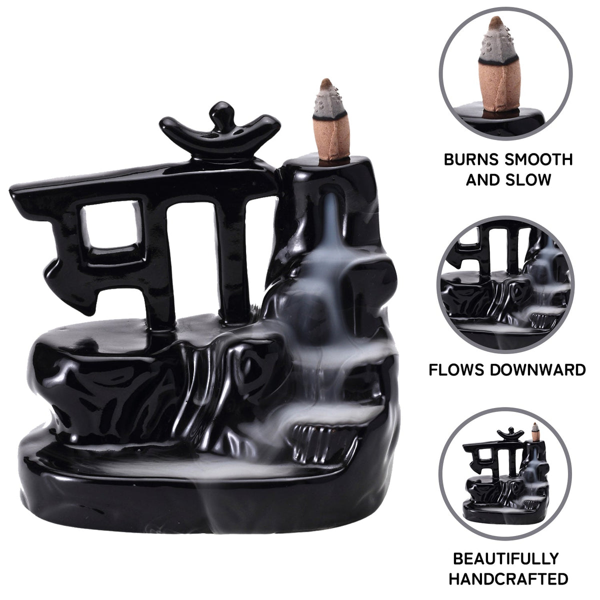 Maa Smoke Fountain Back Flow Incense Burner With 20 Incense Cones Bodhi House