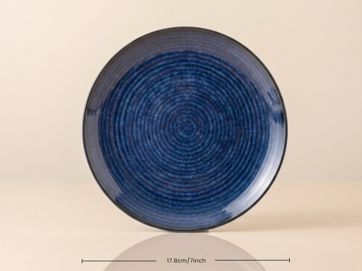 Reactive Blue Quarter Plates | 4 pcs