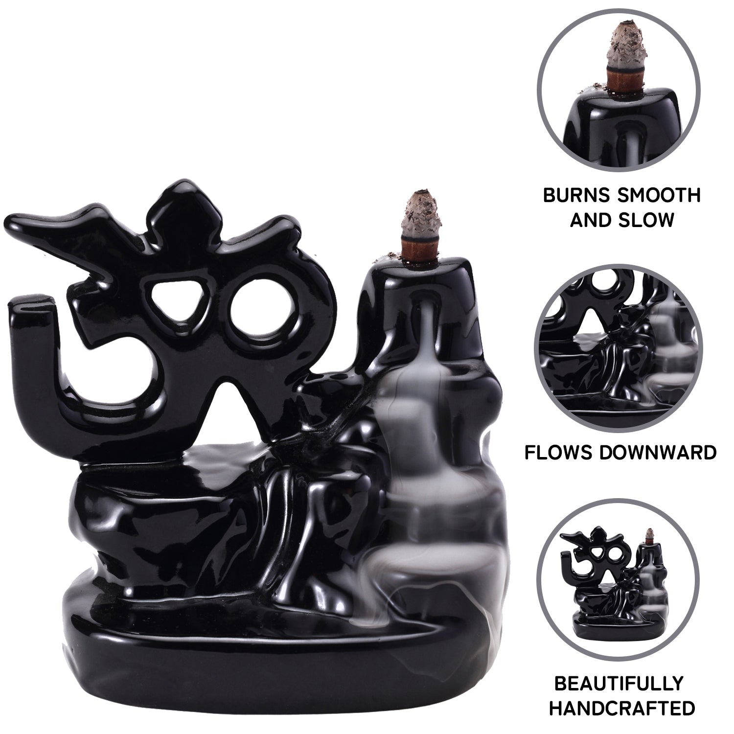 Om Smoke Fountain Back Flow Incense Burner With 20 Incense Cones