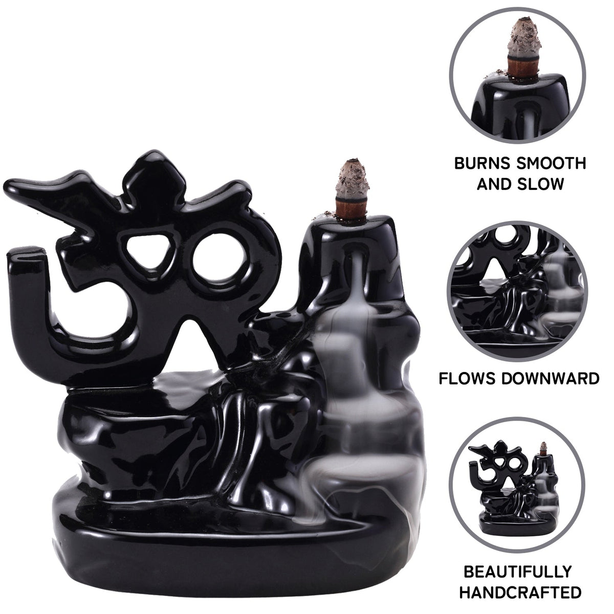 Om Smoke Fountain Back Flow Incense Burner With 20 Incense Cones Bodhi House