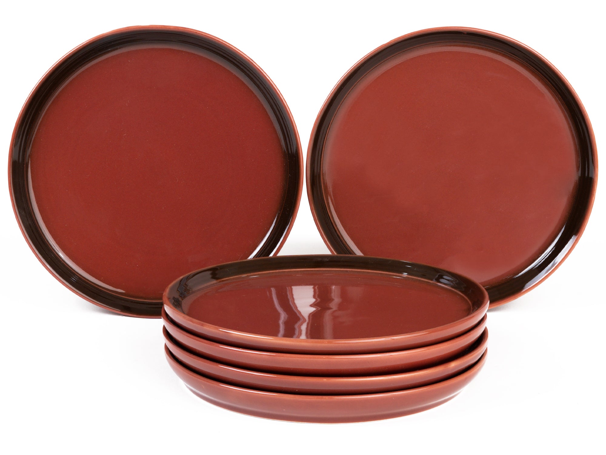 Deep Red Porcelain Dinner Plates Set of 6