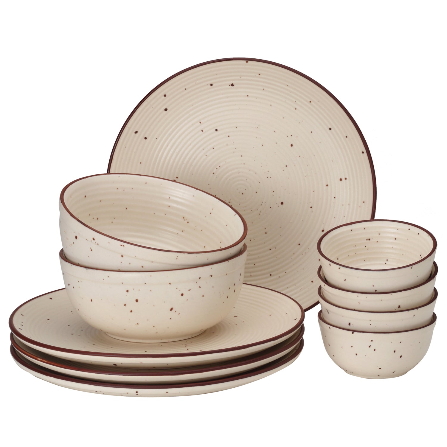 Frost Ceramic Dinner Set of 10 Pieces with Serving Bowl - 4 Dinner Plates,4 Bowl and 2 Serving Bowl