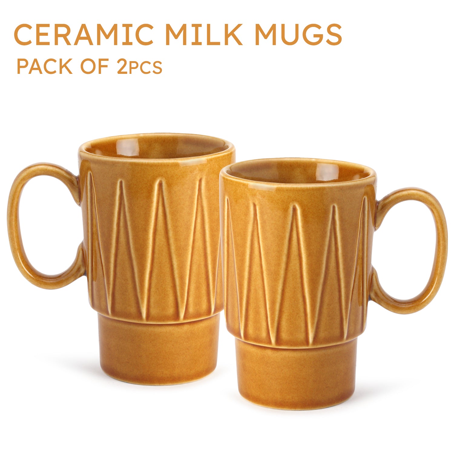 Golden Brown Ceramic Cups Set of 2 Pieces (350 ml)