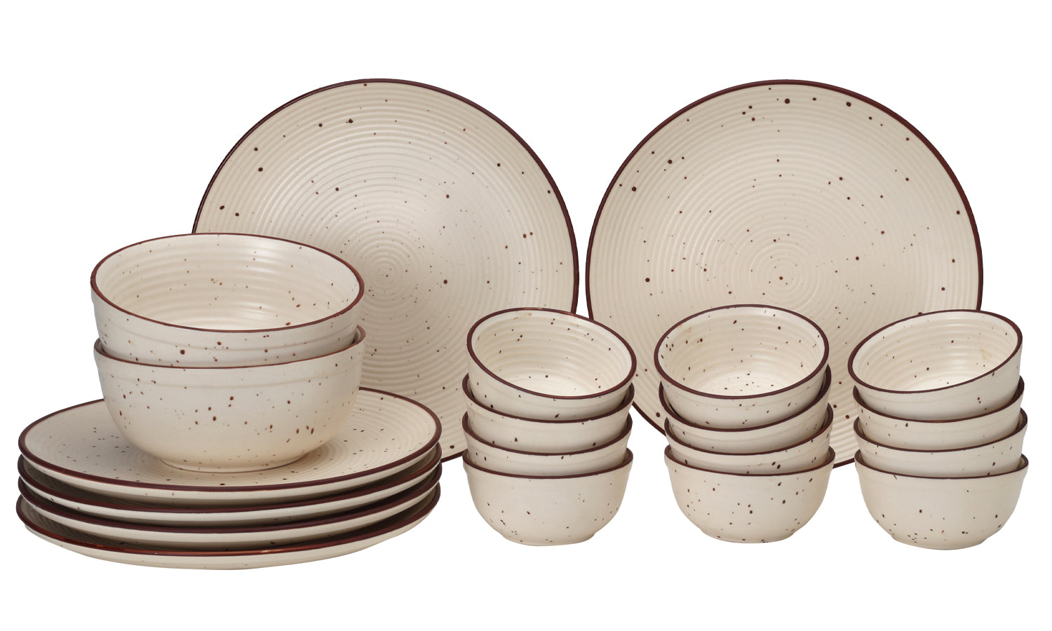 Frost Ceramic Dinner Set of 20 Pieces - 6 Dinner Plates,12 Bowl and 2 Serving Bowl