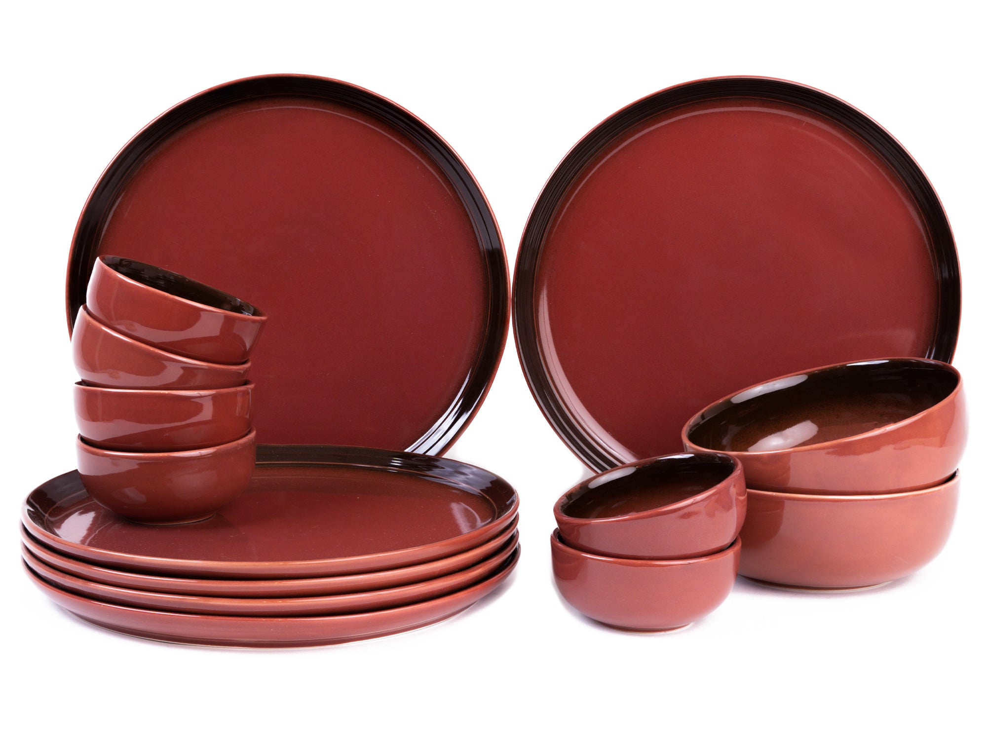 Deep Red Premium Porcelain Dinner Set Of 14 Pcs