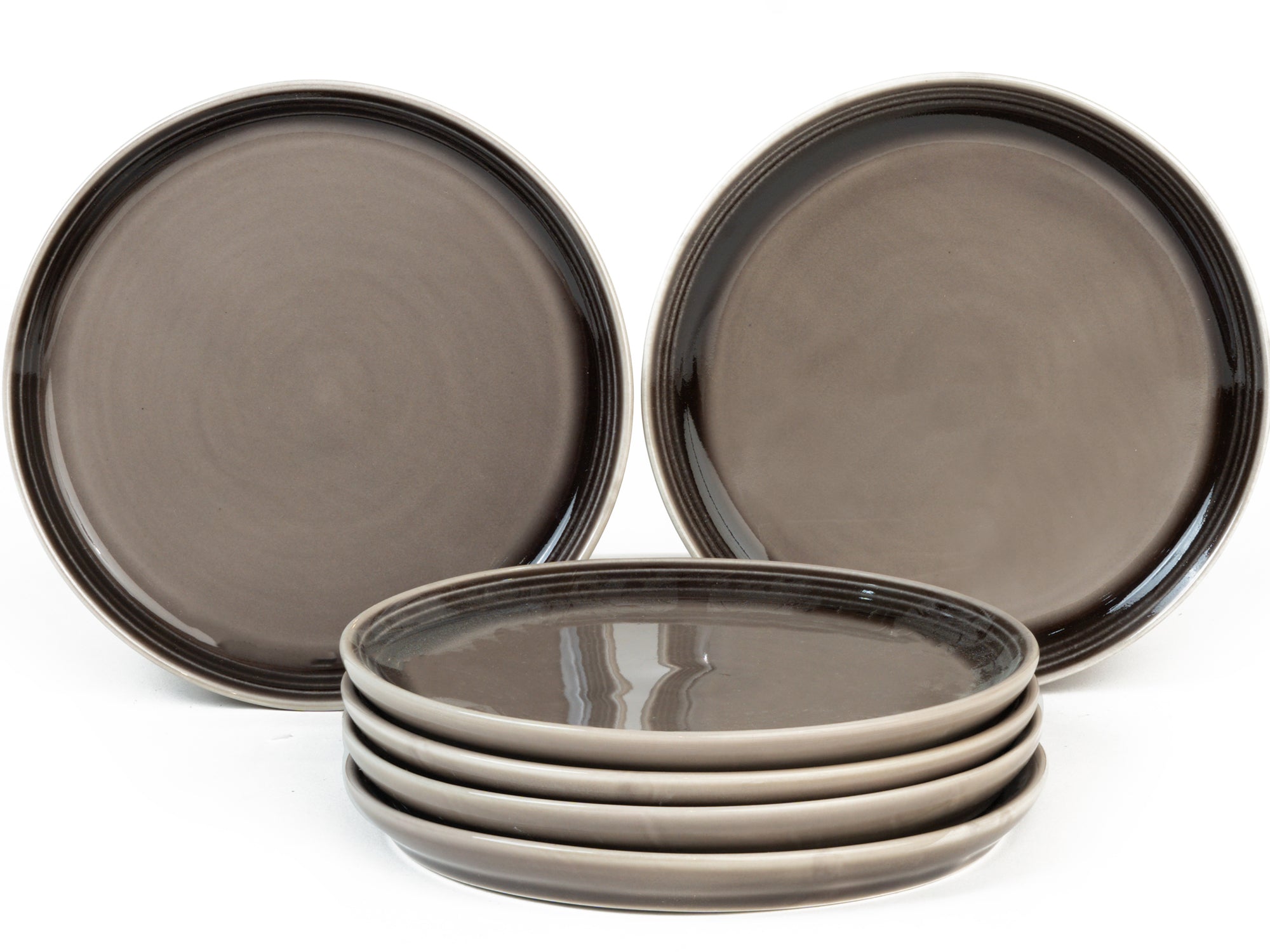 Smoke Grey Porcelain Small Plates Set of 6