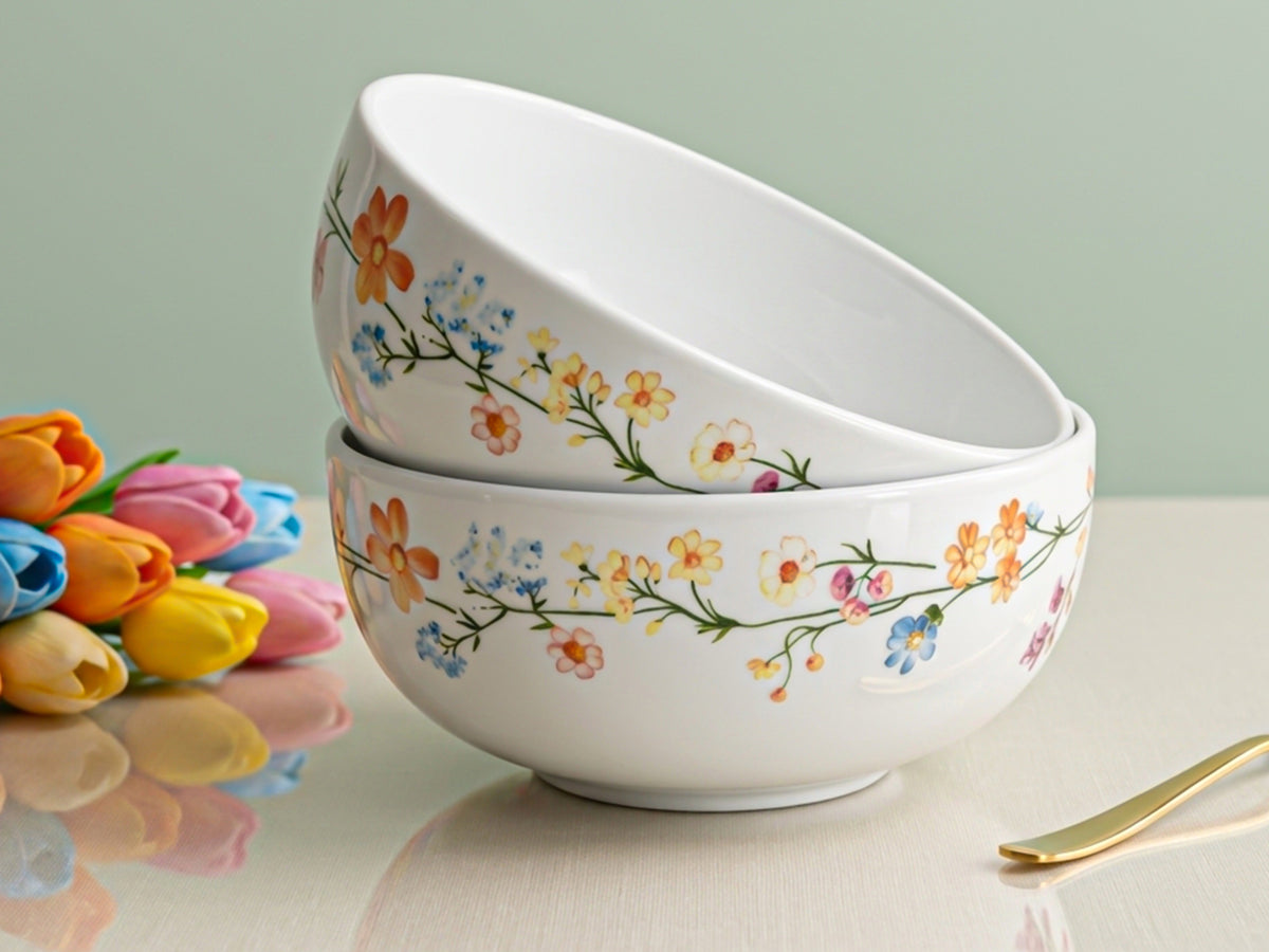 Auroa Floral Serving Bowls | 2 pcs