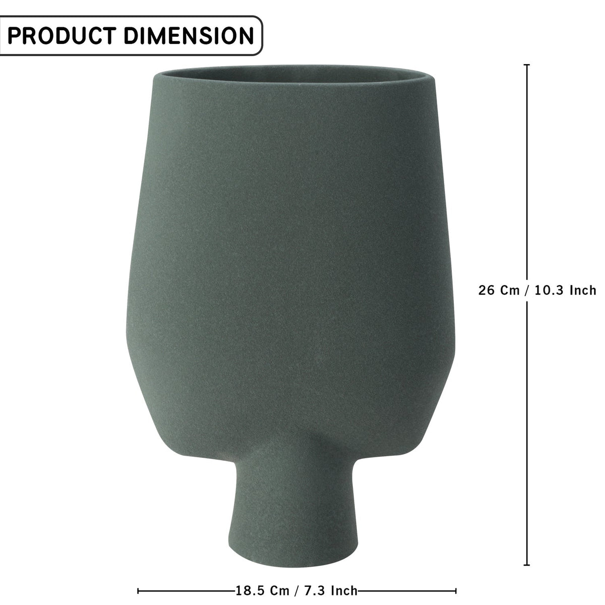 Bodhi House Ceramic Handcrafted Modern Abstract Square Minimalist Aesthetic Flower Vase for Home Decor and Gifting Vases | Matte Finish | Decorative Flower Vase for Living Room - Bottle Green | Set of 2 Bodhi House