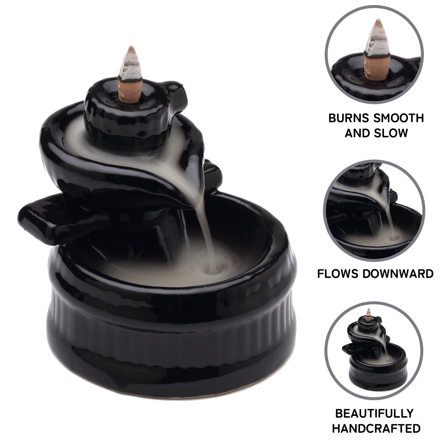 Shivling Smoke Fountain Back Flow Incense Burner With 20 Incense Cones