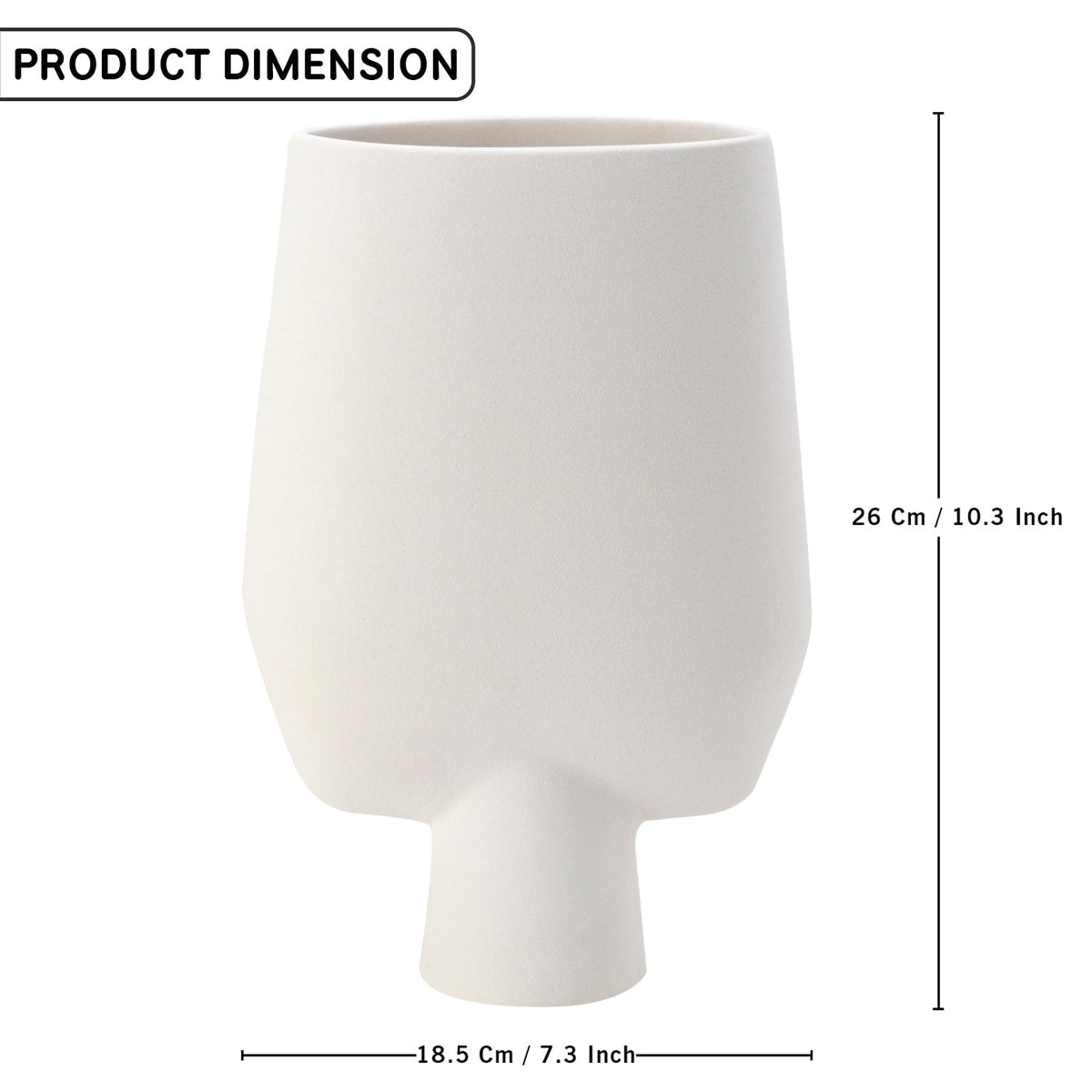 Bodhi House Ceramic Handcrafted Modern Abstract Square Minimalist Aesthetic Flower Vase for Home Decor and Gifting Vases | Matte Finish | Decorative Flower Vase for Living Room - White Bodhi House
