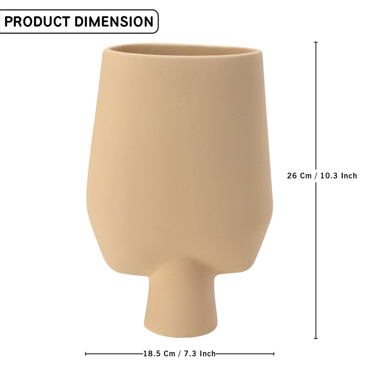 Bodhi House Ceramic Handcrafted Modern Abstract Square Minimalist Aesthetic Flower Vase for Home Decor and Gifting Vases | Matte Finish | Decorative Flower Vase for Living Room - Beige Bodhi House