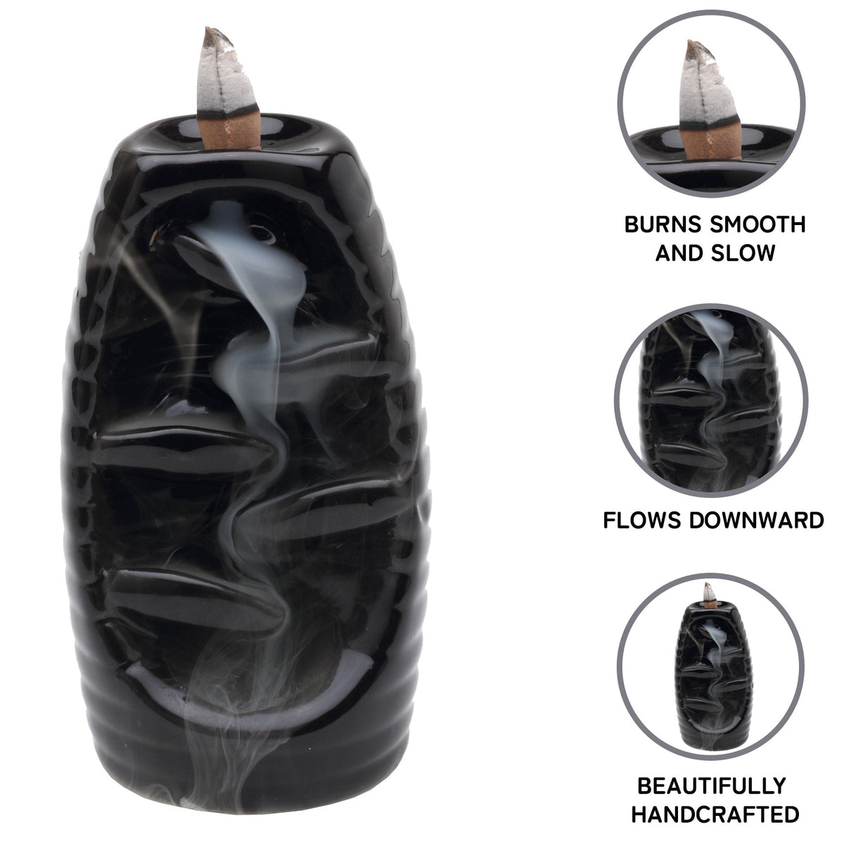 Waterfall Smoke Fountain Back Flow Incense Burner With 20 Incense Cones Bodhi House