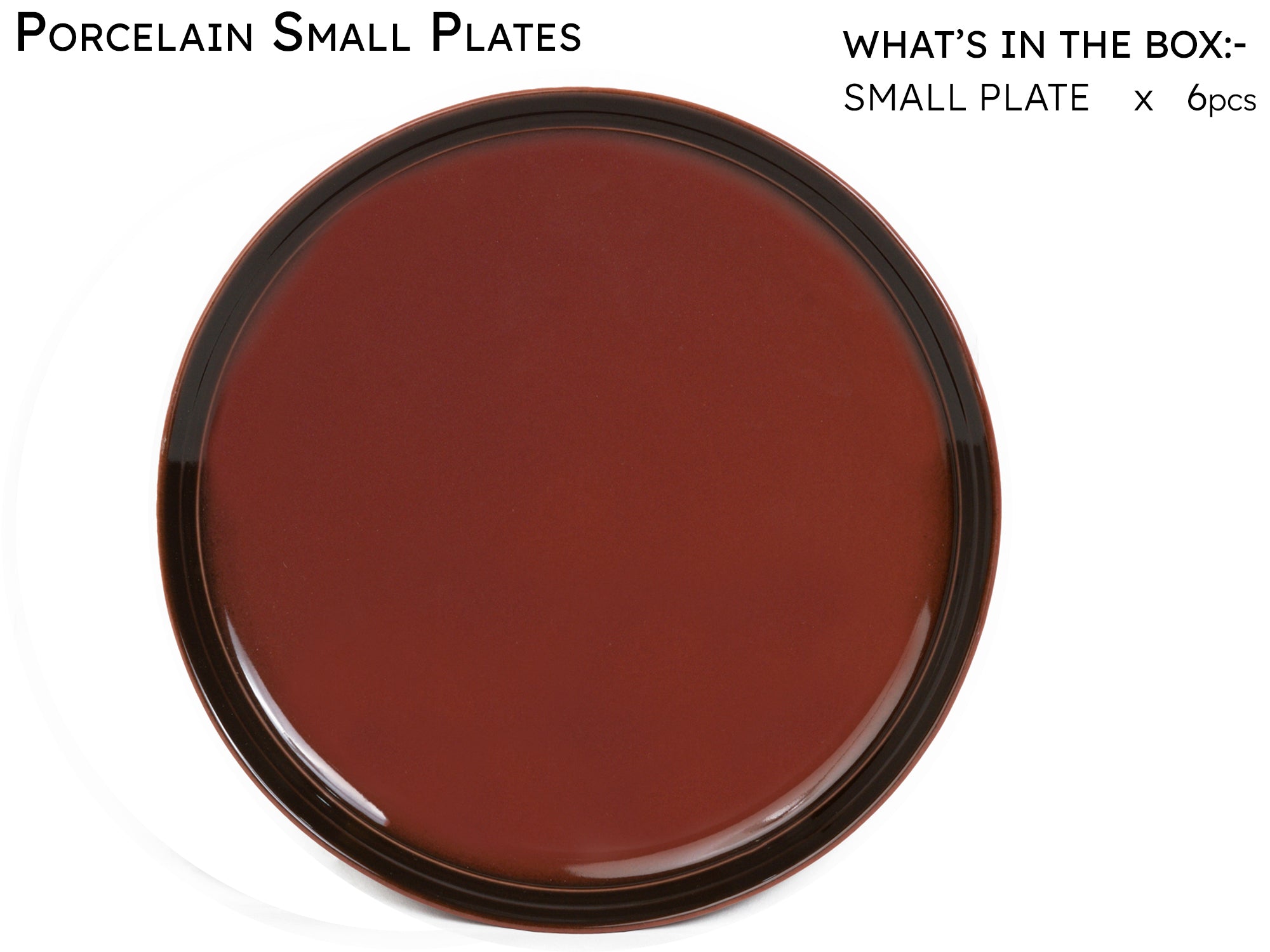 Deep Red Porcelain Small Plates Set of 6