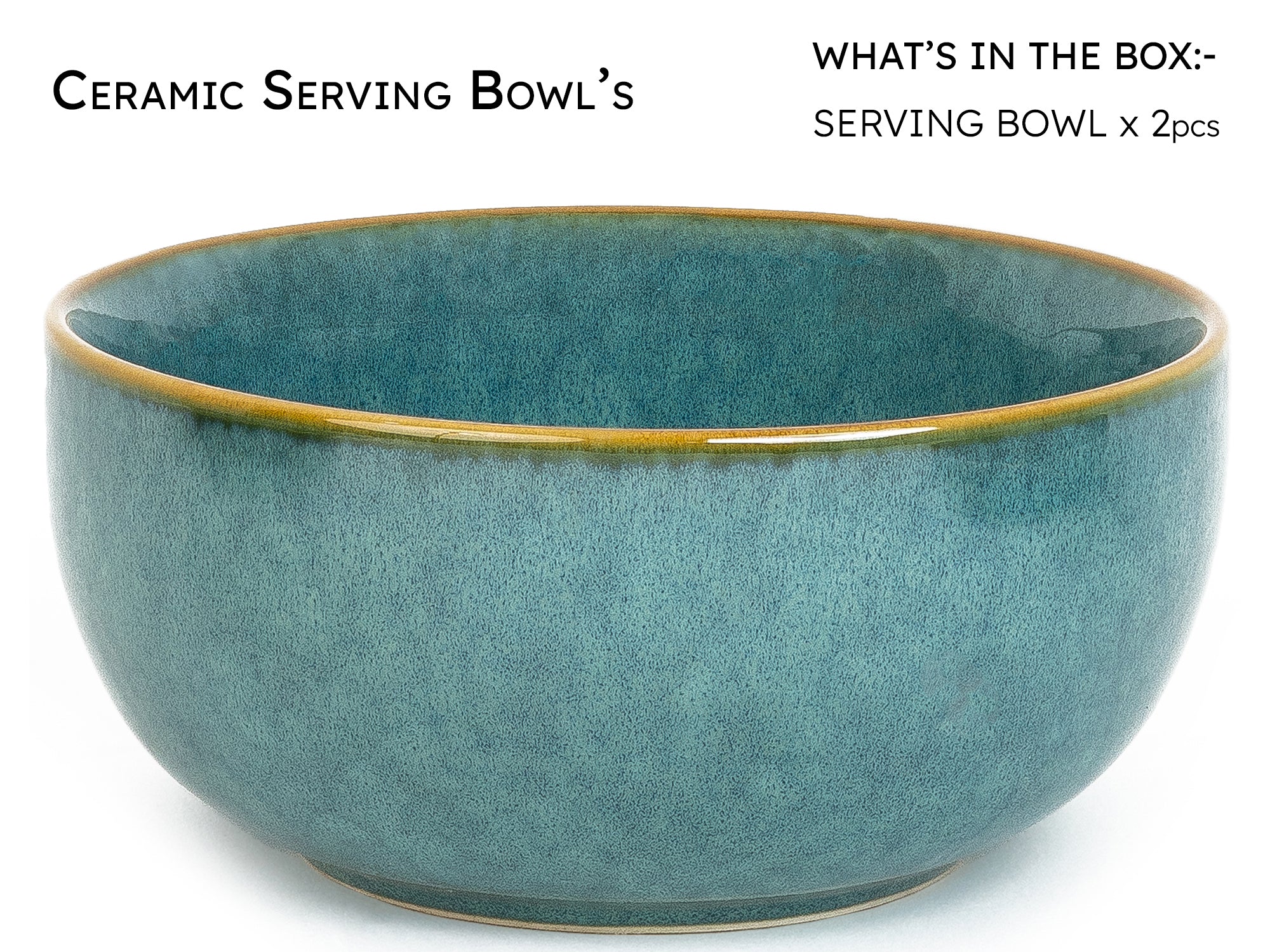 Ocean Premium Ceramic Serving Bowls Set of 2