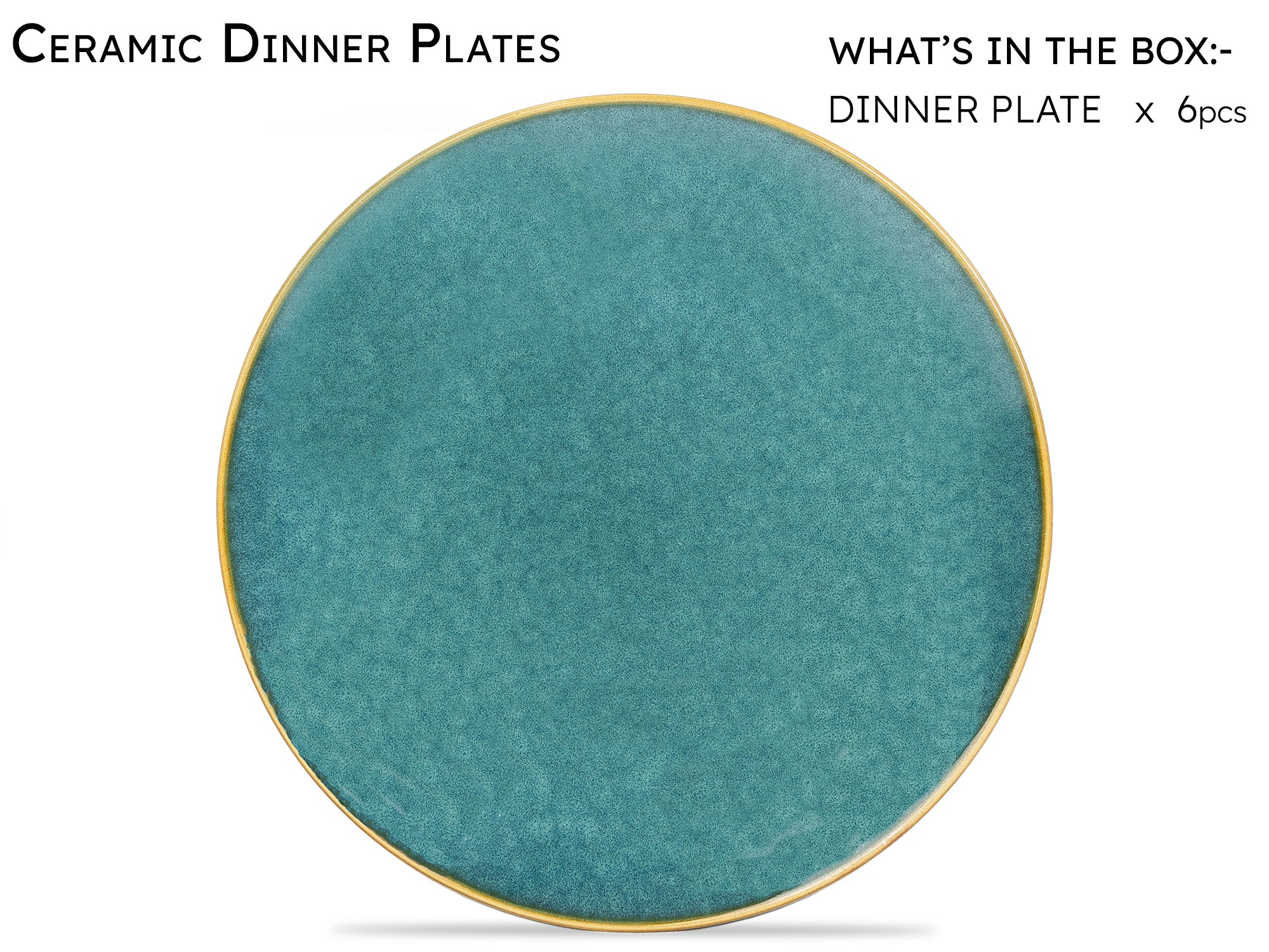 Ocean Premium Ceramic Full Dinner Plates Set of 6