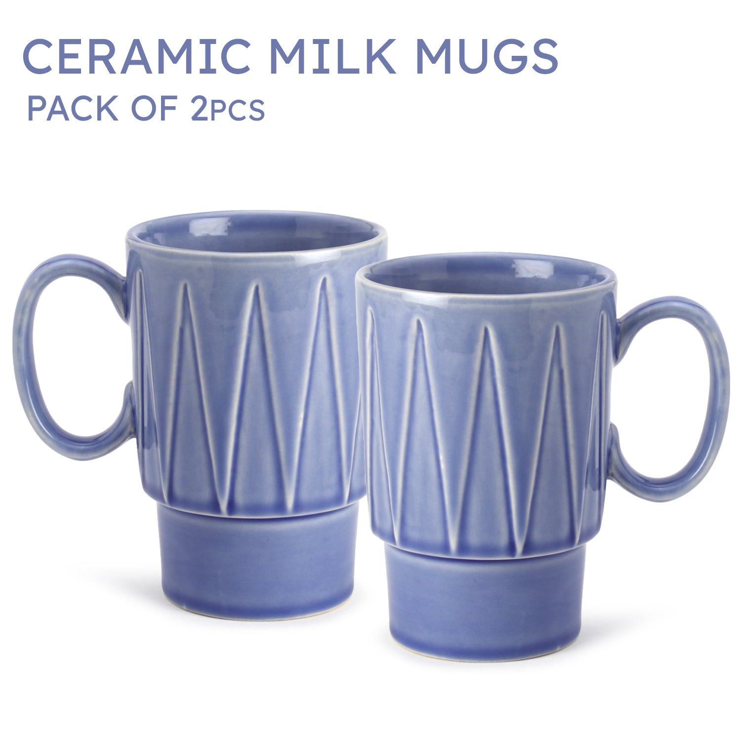 Mist Blue Ceramic Cups Set of 2 Pieces (350 ml)