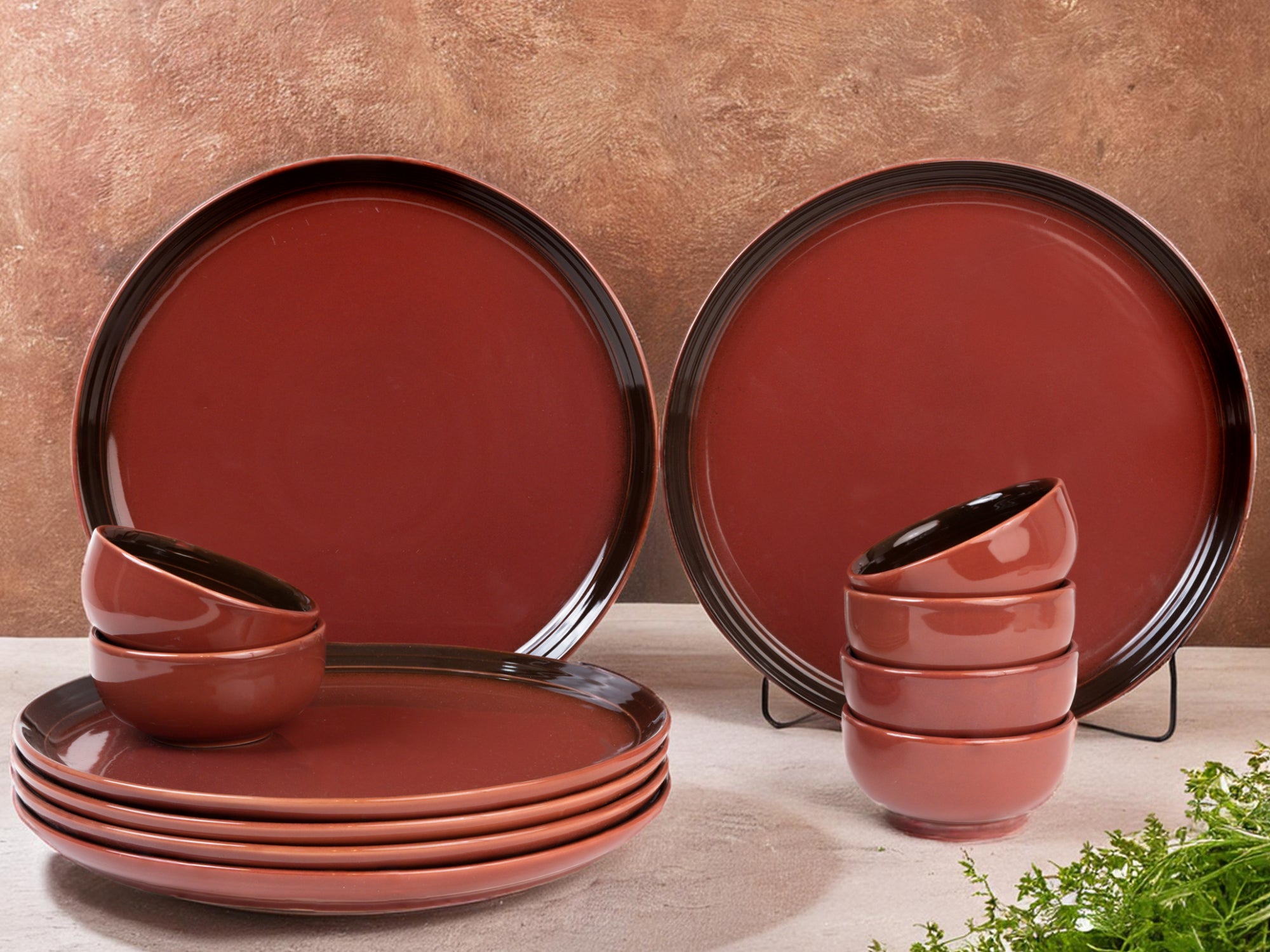 Deep Red Premium Porcelain Dinner Set Of 12 Pcs