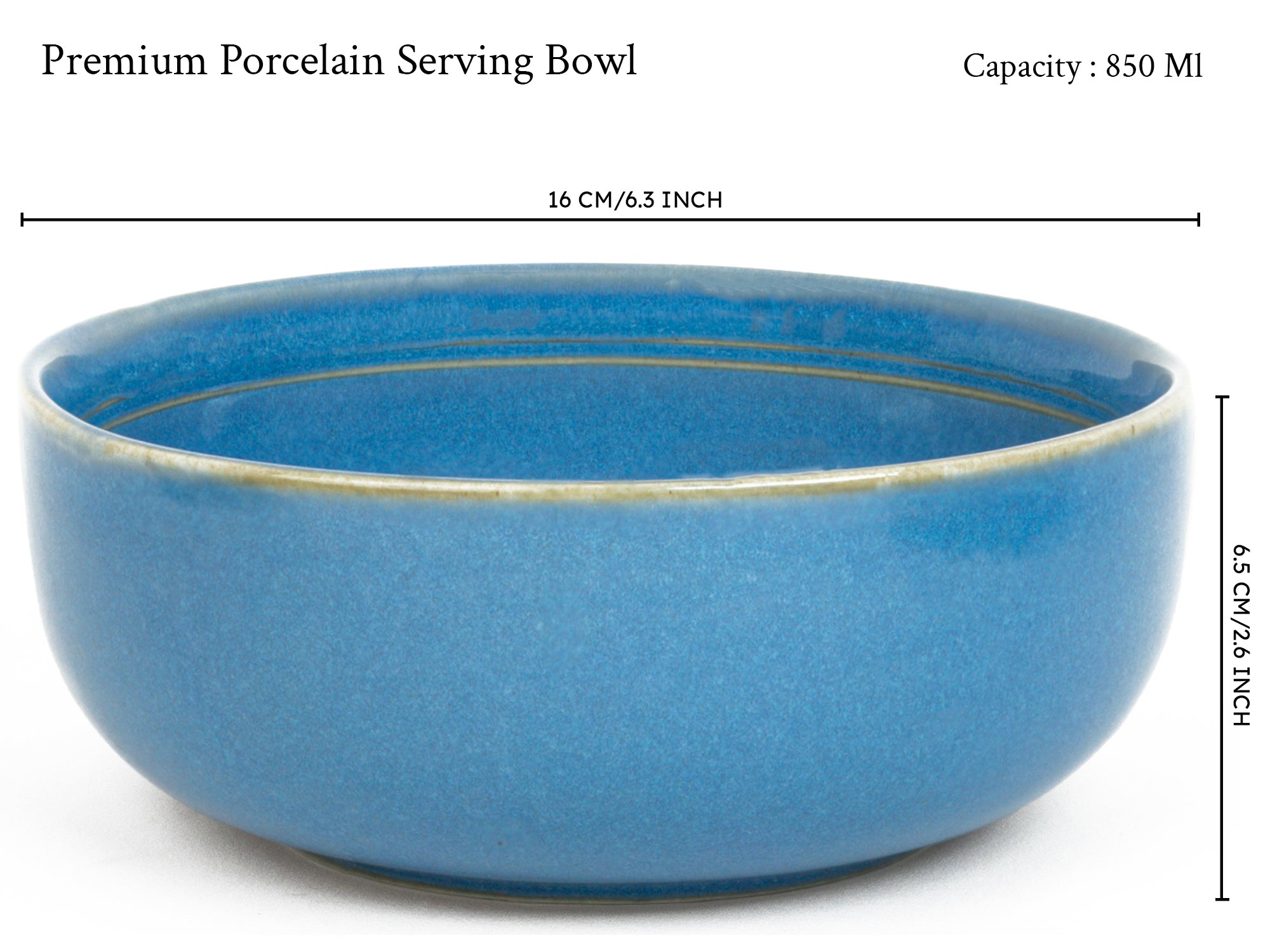 Mid Blue Premium Porcelain Serving Bowls Set of 2