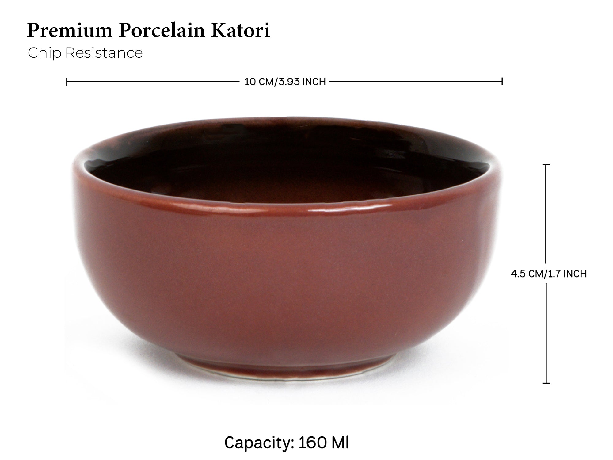 Deep Red Premium Porcelain Small Dinner Bowls Set of 6