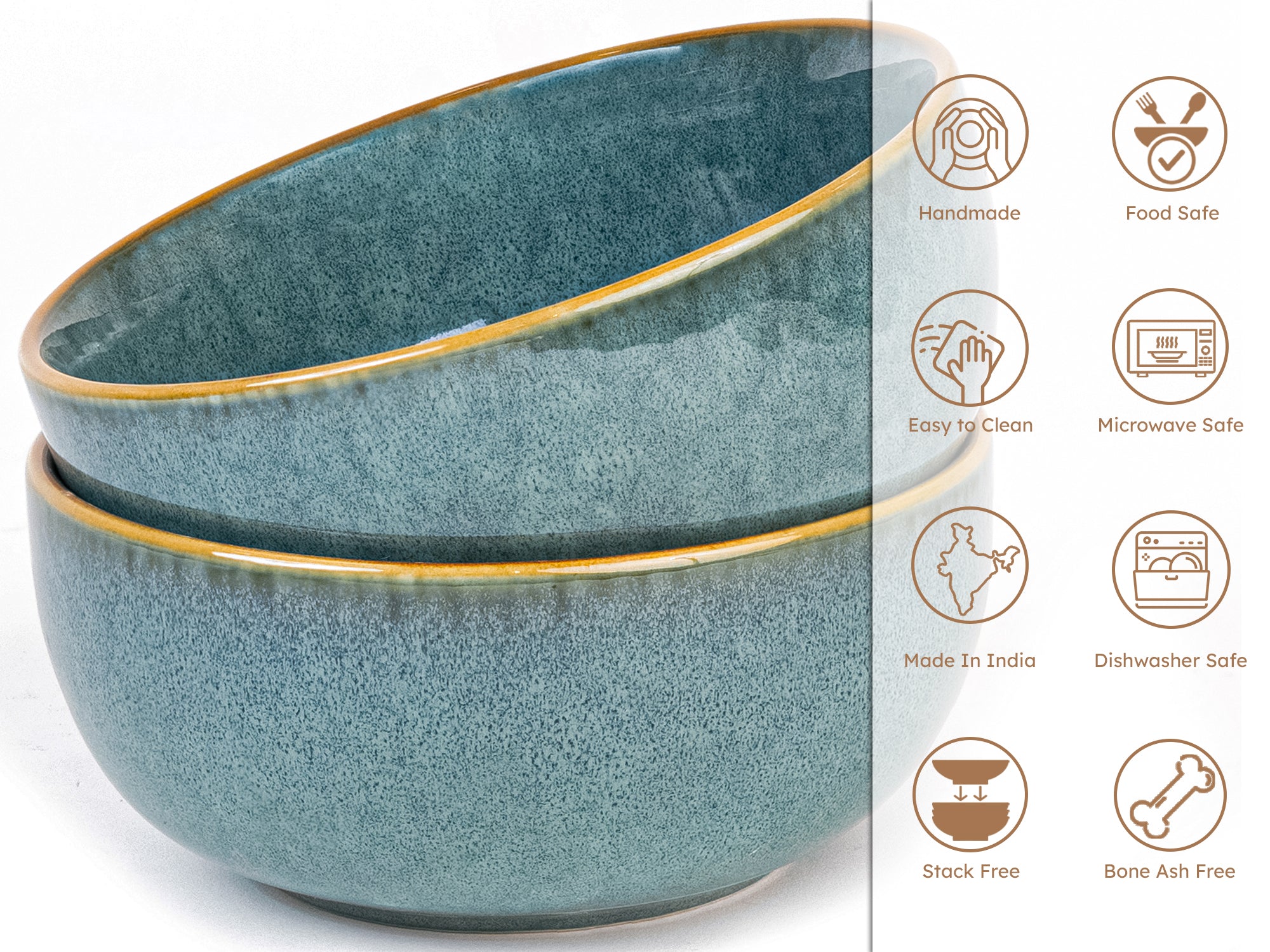 Ocean Premium Ceramic Serving Bowls Set of 2