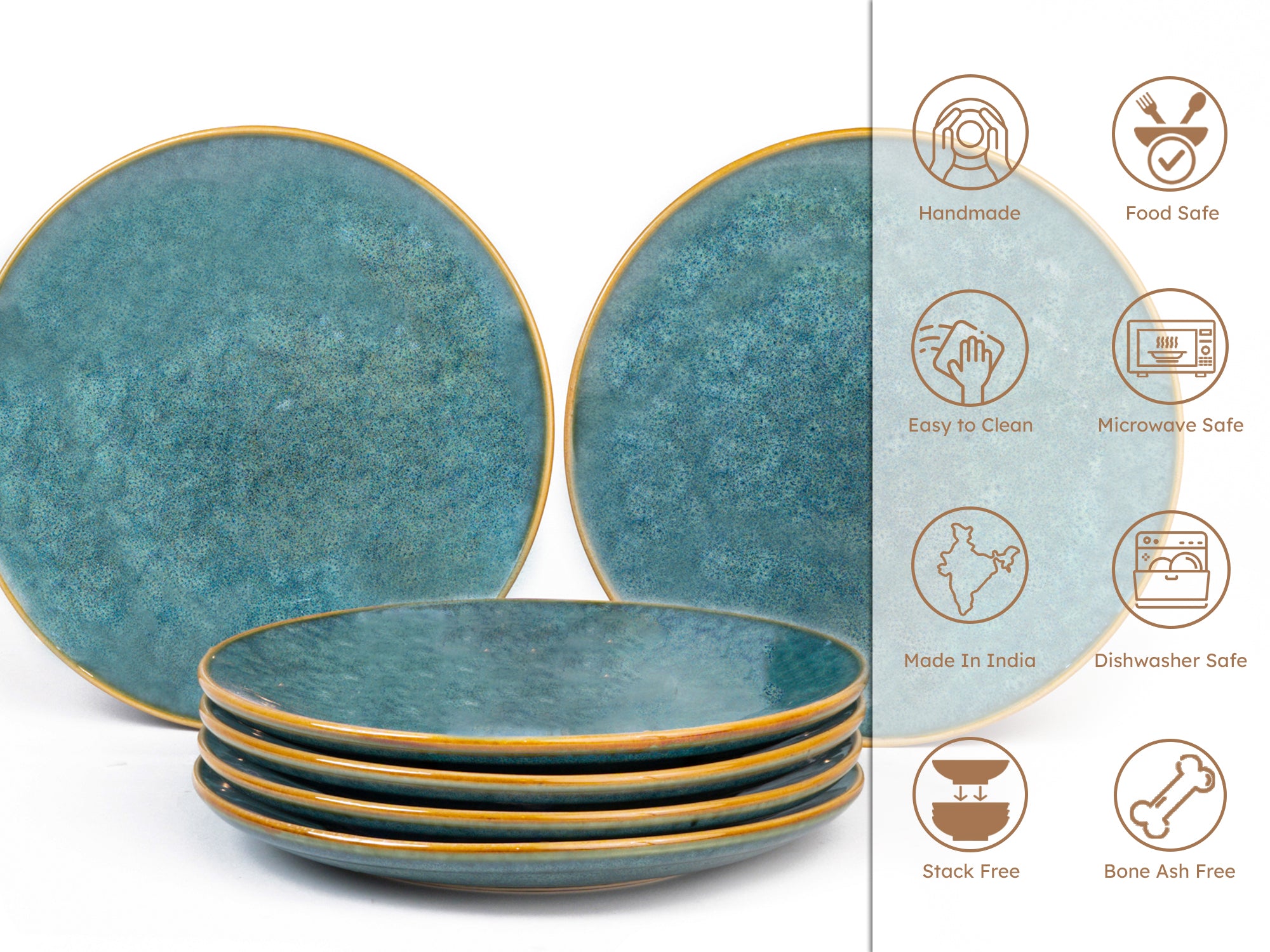 Ocean Premium Ceramic Small Plates Set of 6