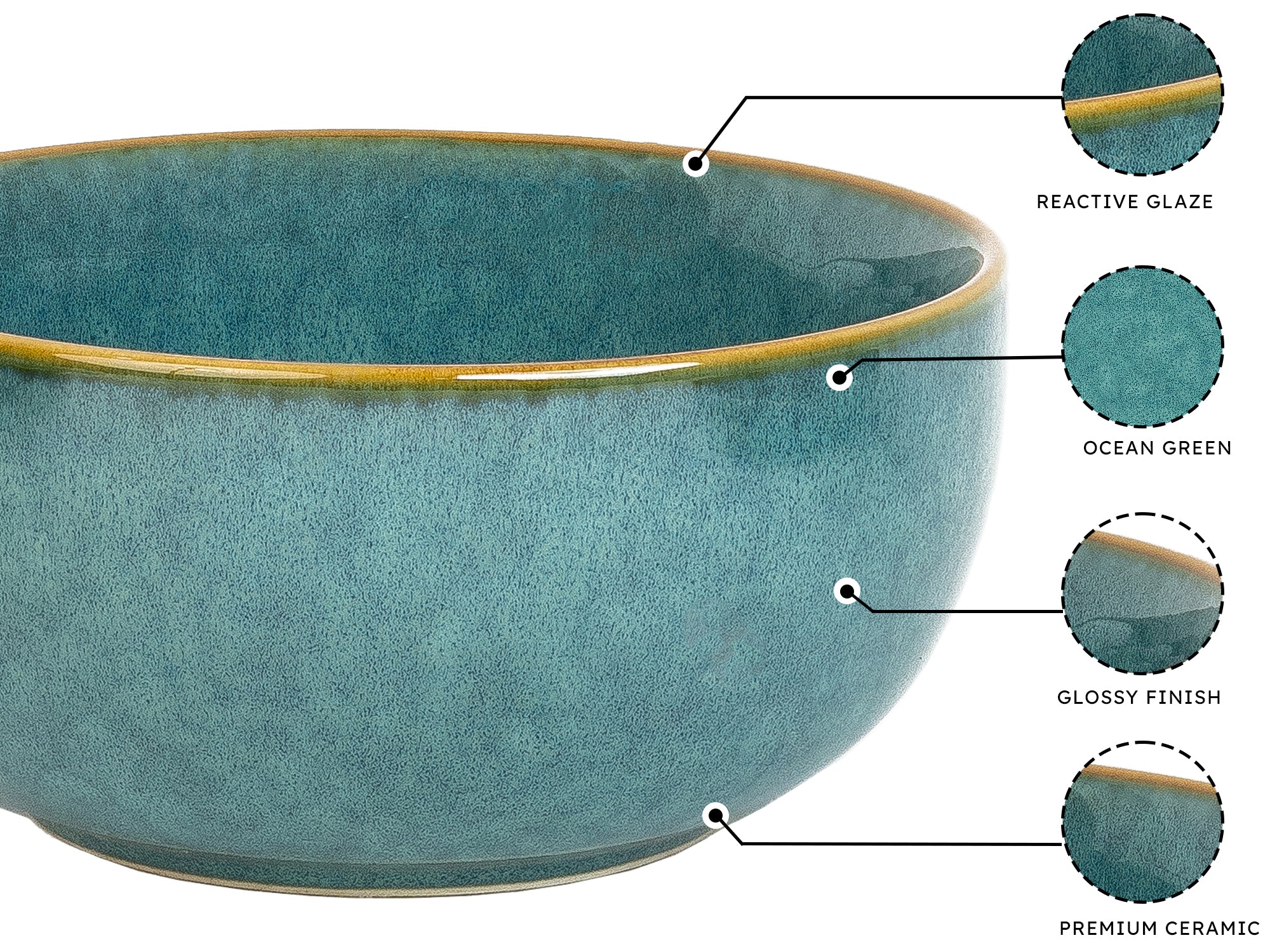 Ocean Premium Ceramic Serving Bowls Set of 2