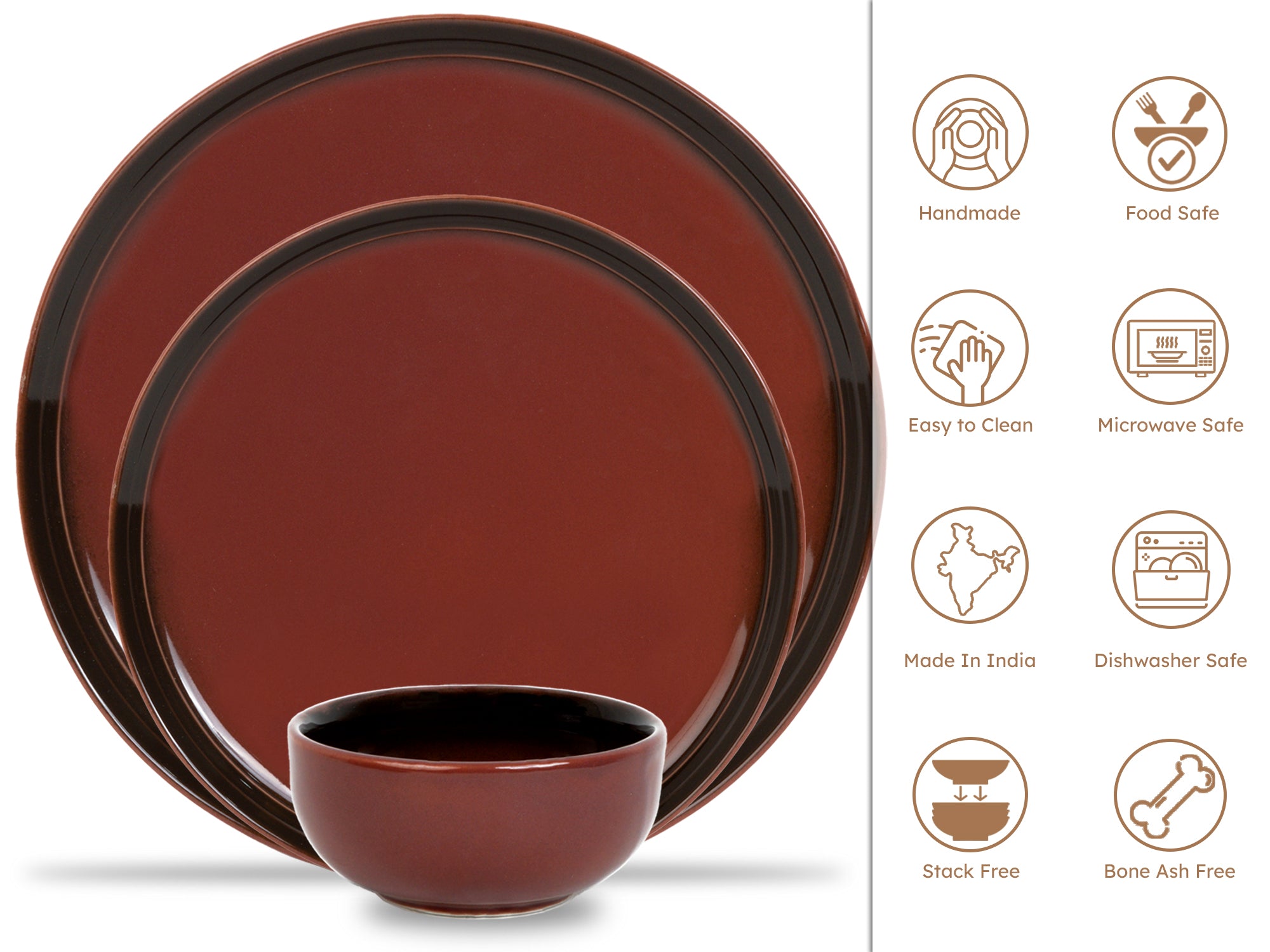 Deep Red Premium Porcelain Dinner Set Of 18 Pcs