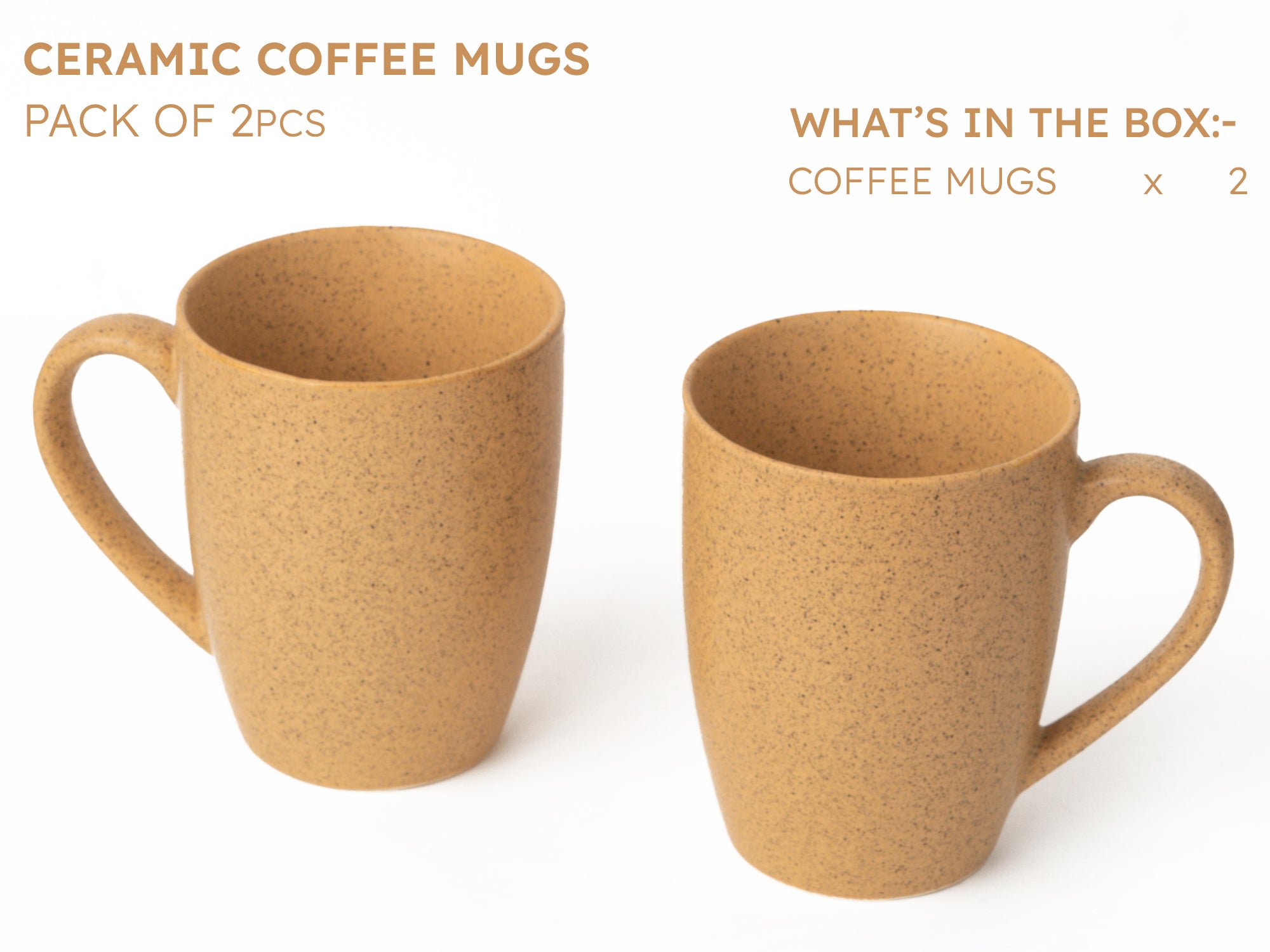 Handcrafted Ceramic Coffee Mug and Tea Cup – 300 ml (Pack of 2)