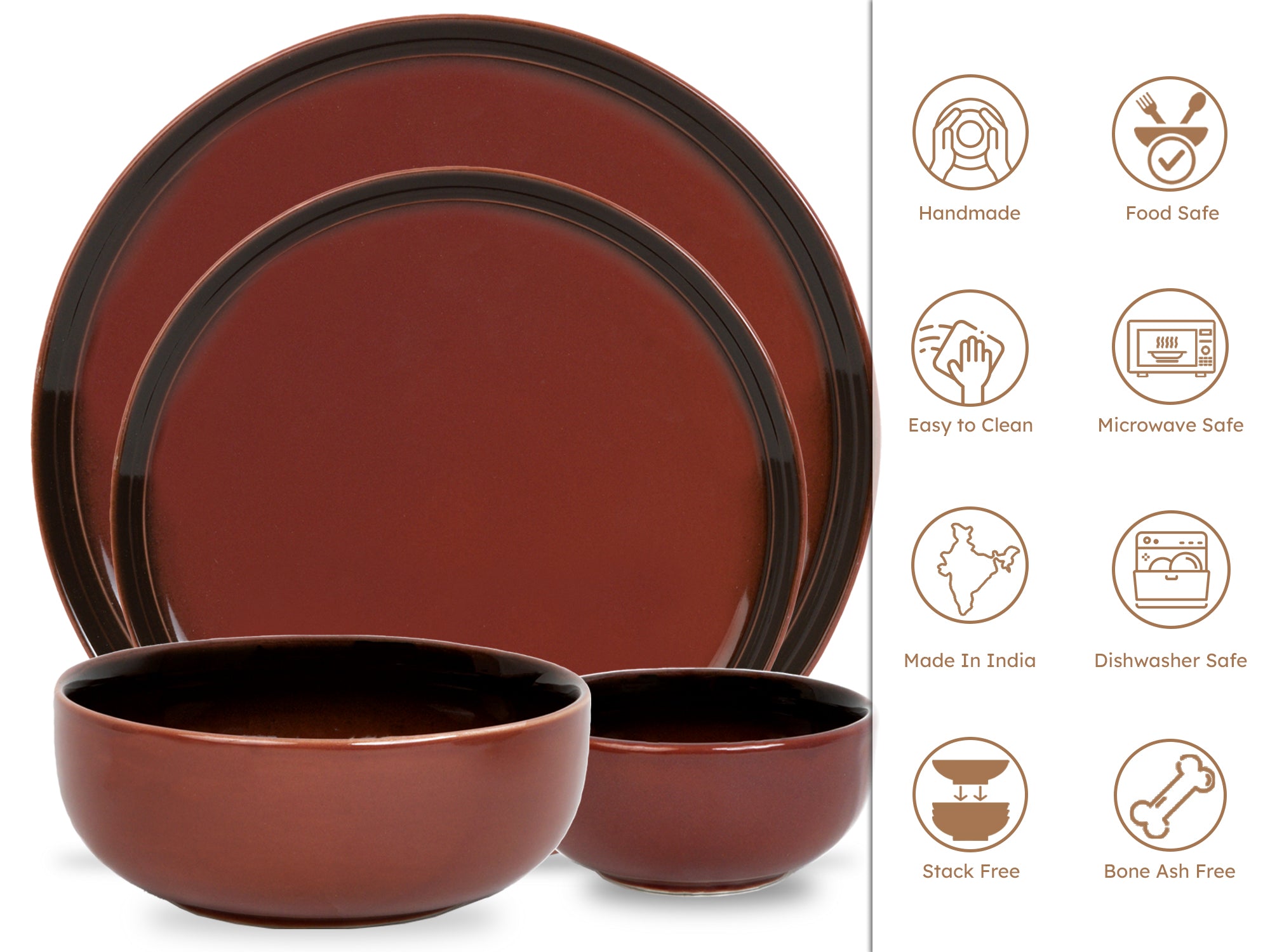 Deep Red Premium Porcelain Dinner Set of 20 Pcs