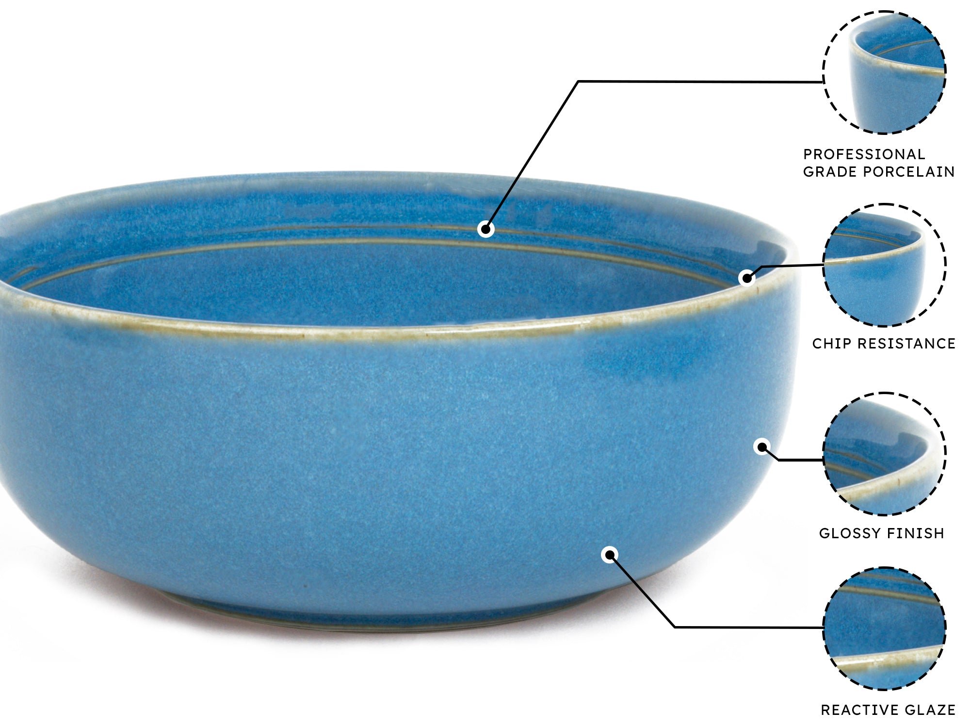 Mid Blue Premium Porcelain Serving Bowls Set of 2