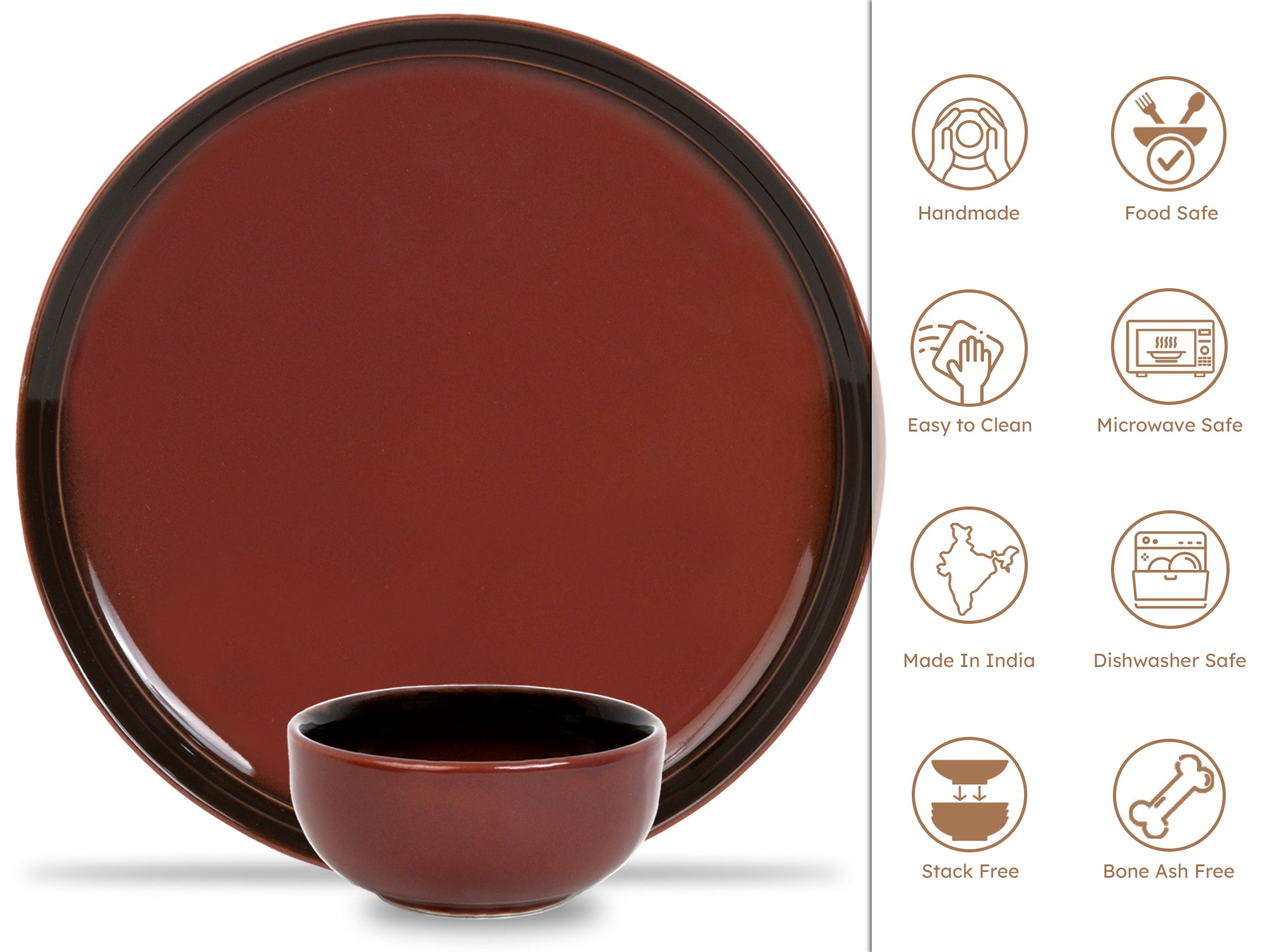 Deep Red Premium Porcelain Dinner Set Of 12 Pcs