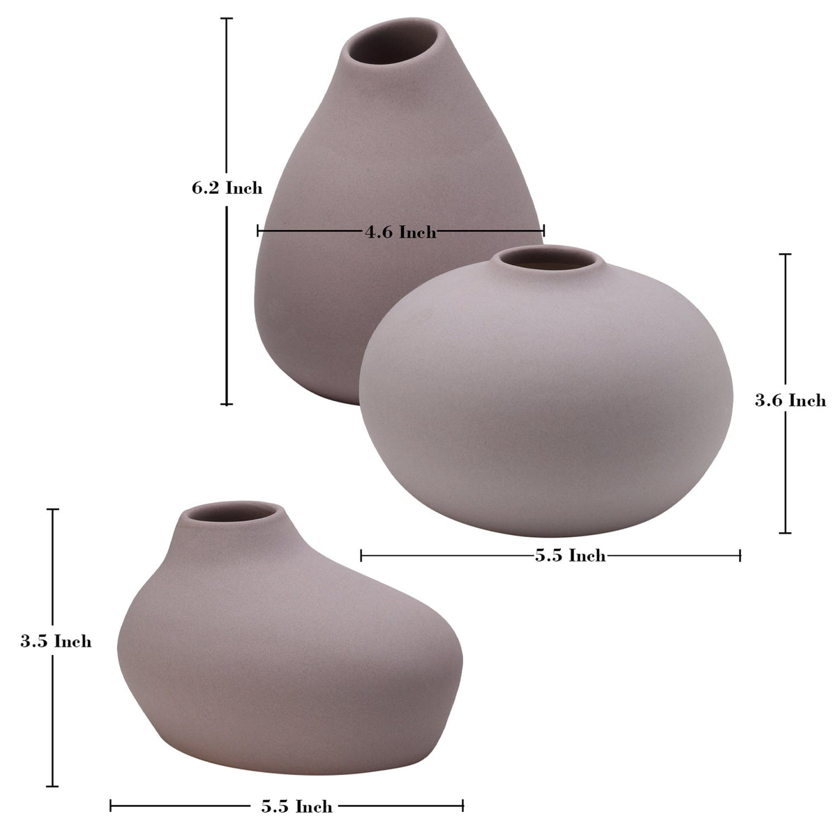 Bodhi House Ceramic Handcrafted Modern Minimalist Aesthetic Flower Vase for Home Dcor and Gifting Vases Set of 3 Pcs | Matte Finish | Decorative Flower Vase for Living Room - Set of 1 | Grey Bodhi House