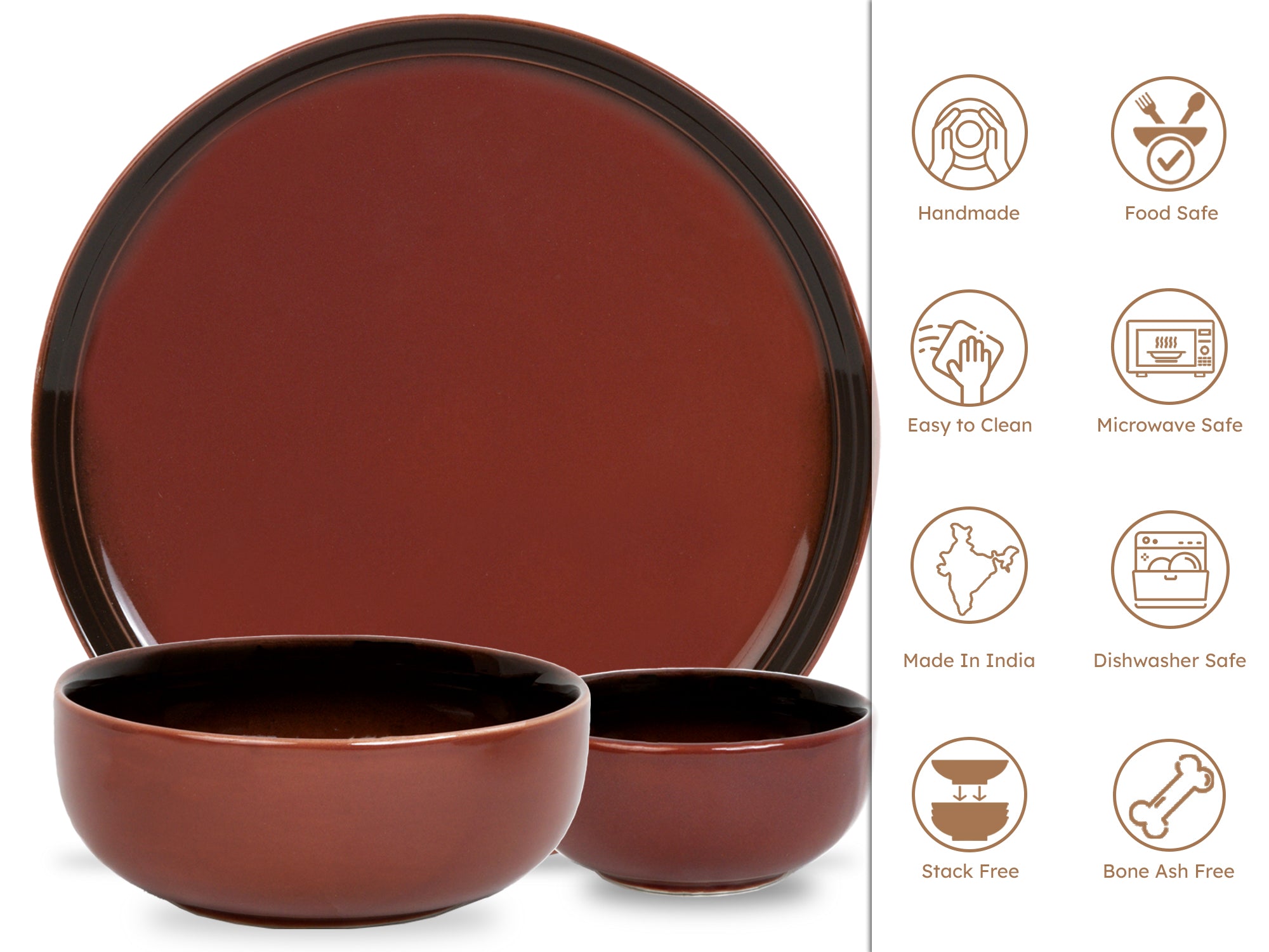 Deep Red Premium Porcelain Dinner Set Of 14 Pcs