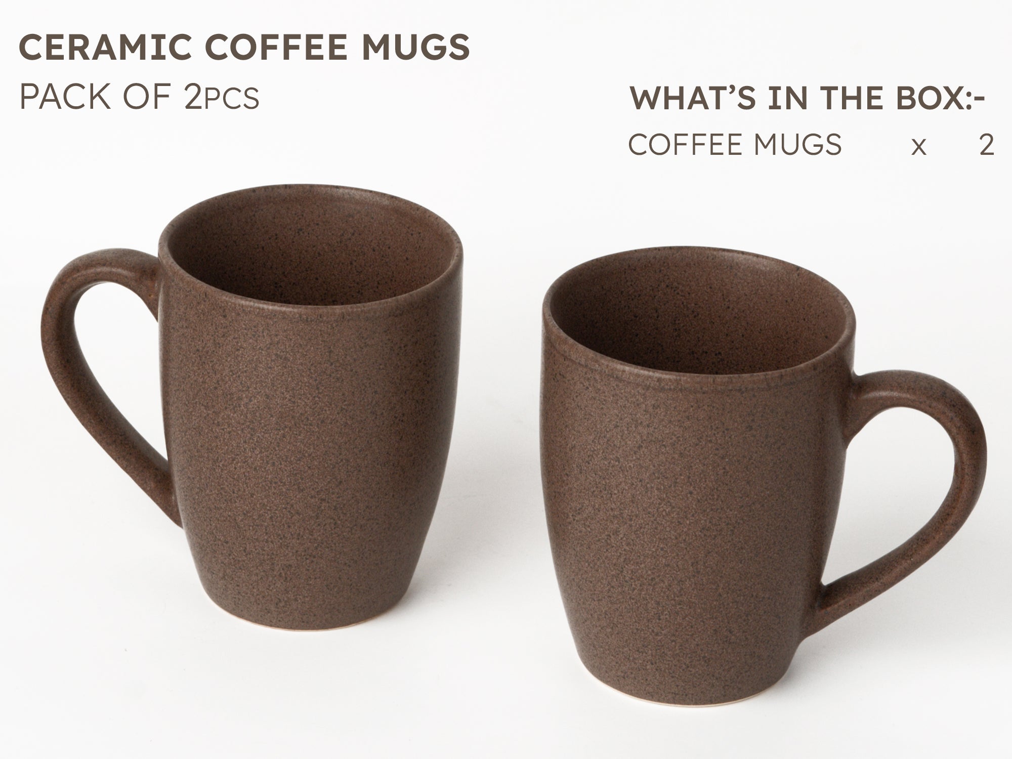 Handcrafted Ceramic Coffee Mug and Tea Cup – 300 ml (Pack of 2)