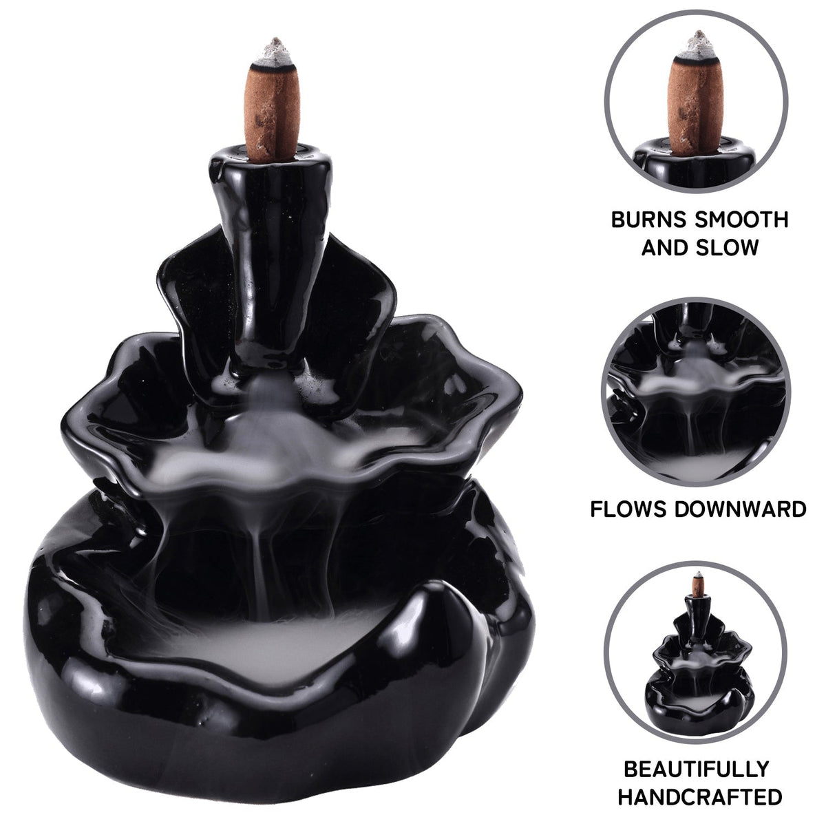 Garden Smoke Fountain Back Flow Incense Burner With 20 Incense Cones Bodhi House
