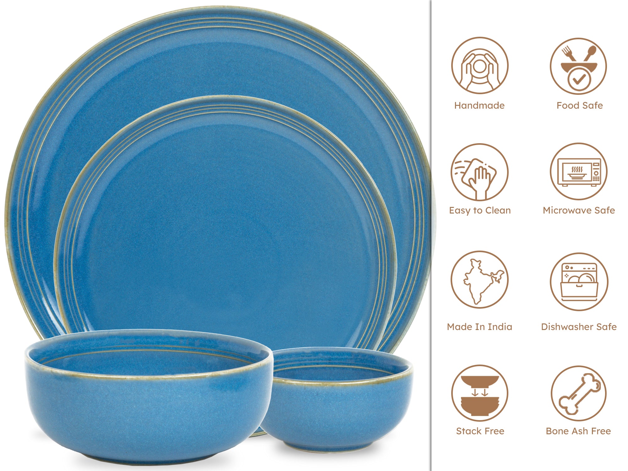 Mid Blue Premium Porcelain Dinner Set of 20 Pcs