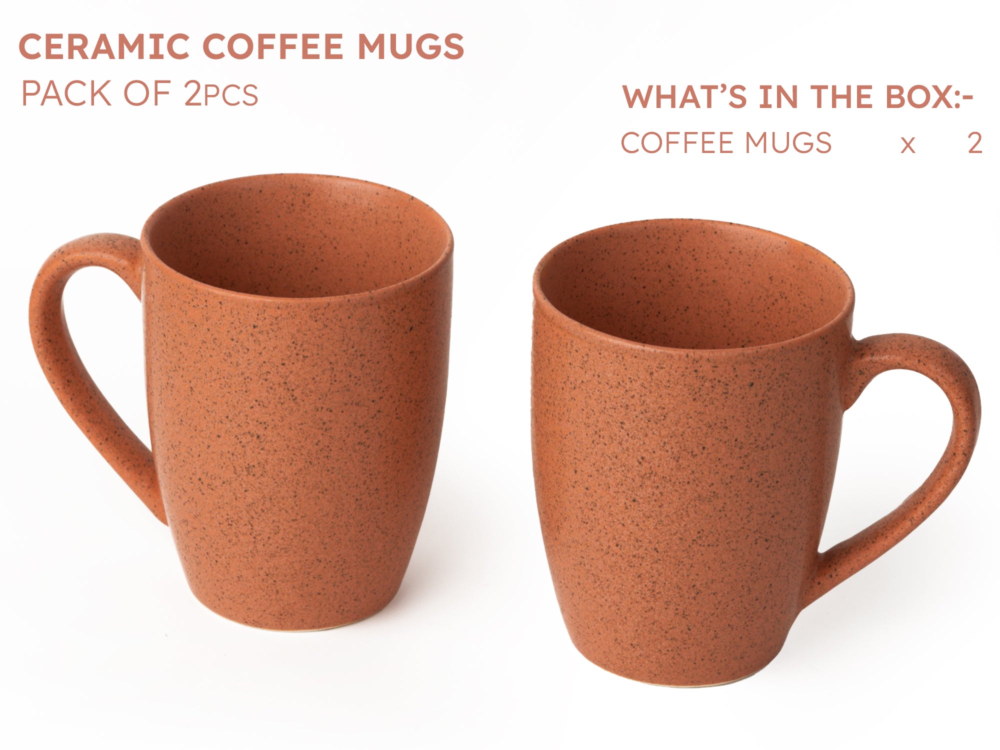 Handcrafted Ceramic Coffee Mug and Tea Cup – 300 ml (Pack of 2)