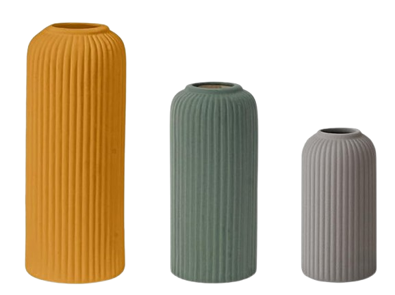 Premium Ceramic Pipe Vase Set of 3 (Multicolour) Bodhi House